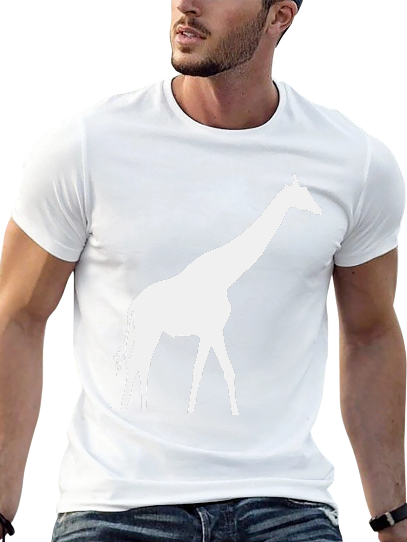 Giraffe Silhouette Graphic Tee - Black