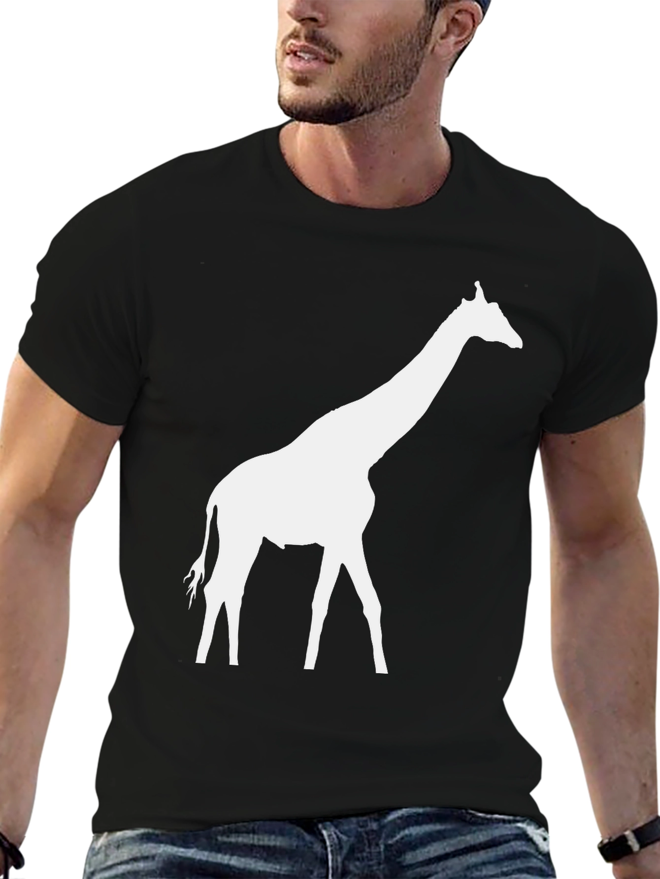 Giraffe Silhouette Graphic Tee - Black