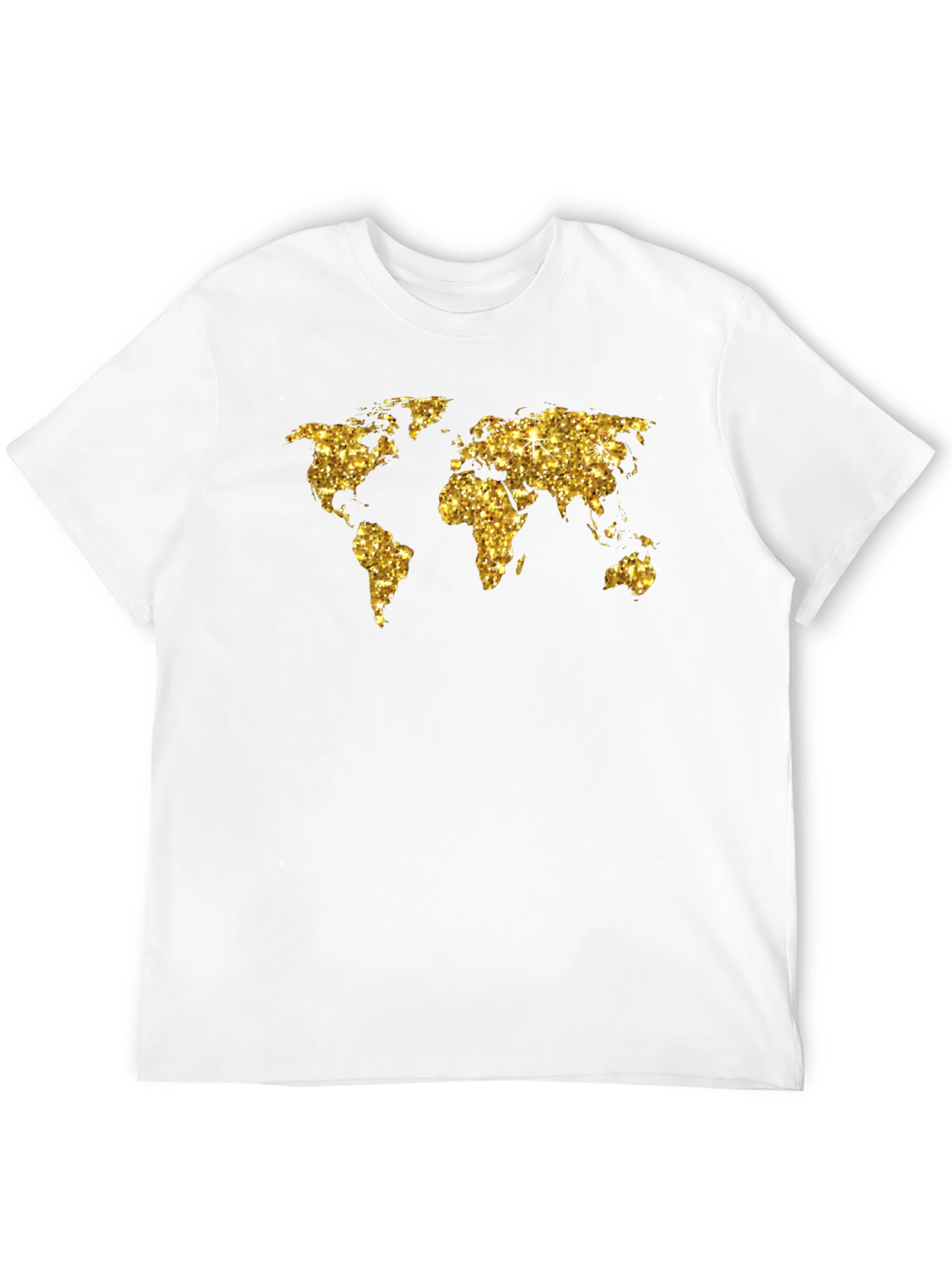 Glitter World Map Graphic Tee - Black