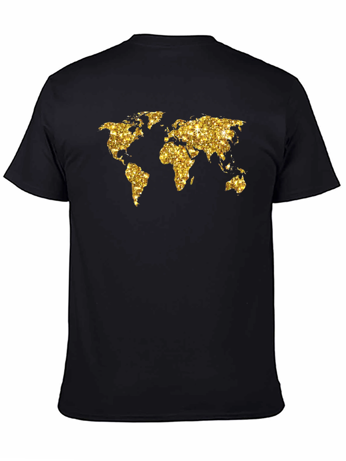 Glitter World Map Graphic Tee - Black