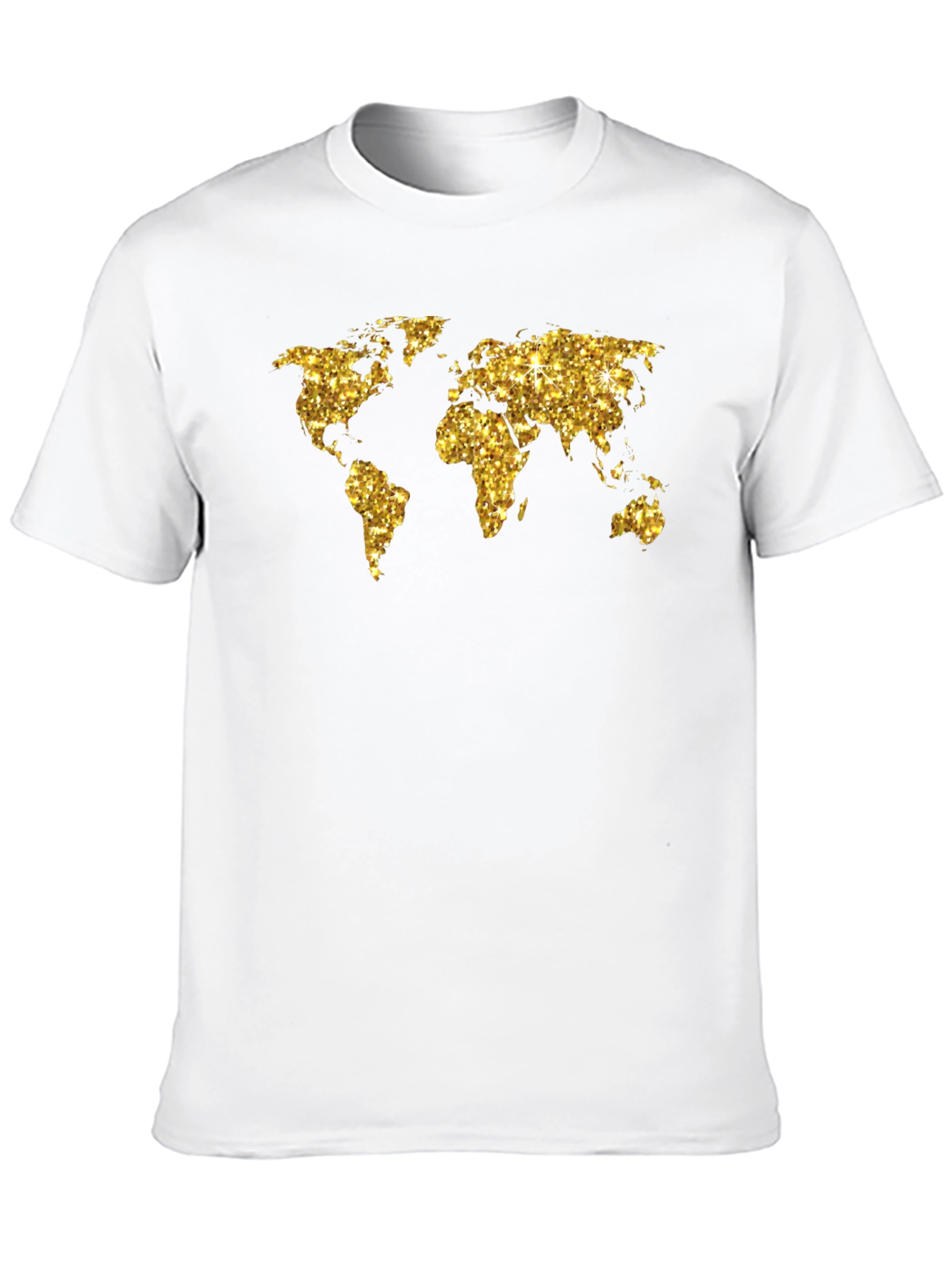 Glitter World Map Graphic Tee - Black