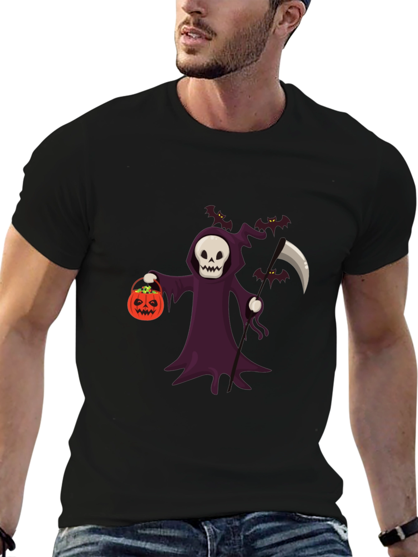 Grim Reaper Halloween Graphic T-Shirt