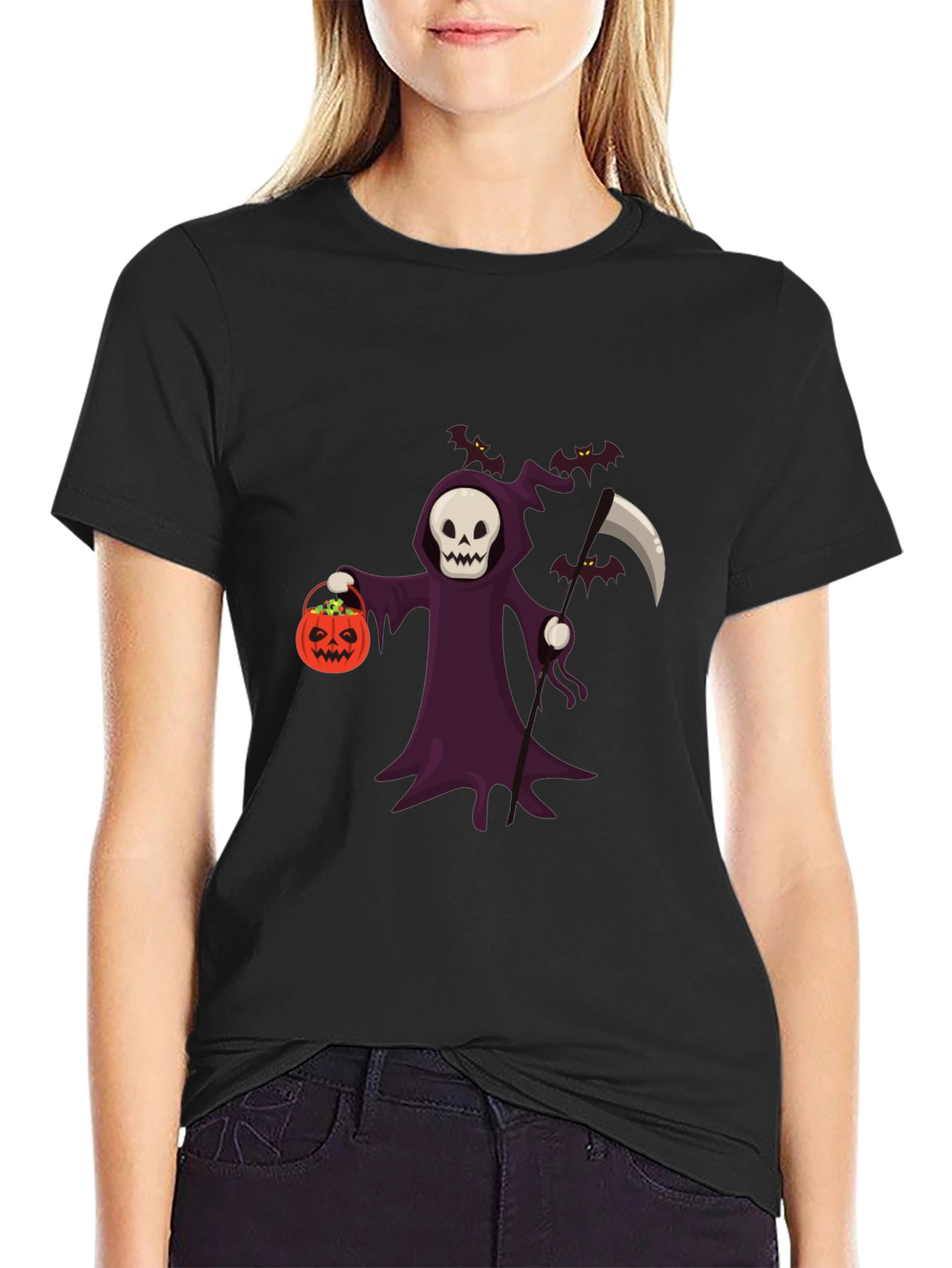 Grim Reaper Halloween Graphic T-Shirt