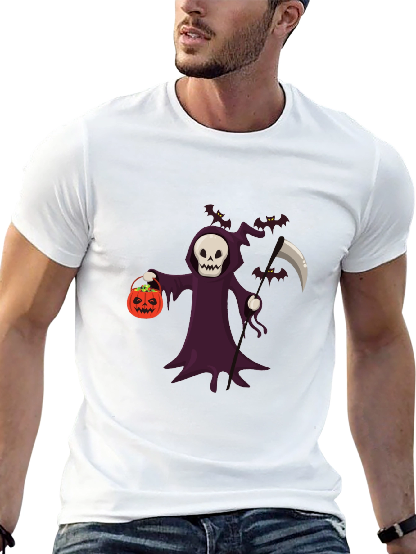 Grim Reaper Halloween Graphic T-Shirt