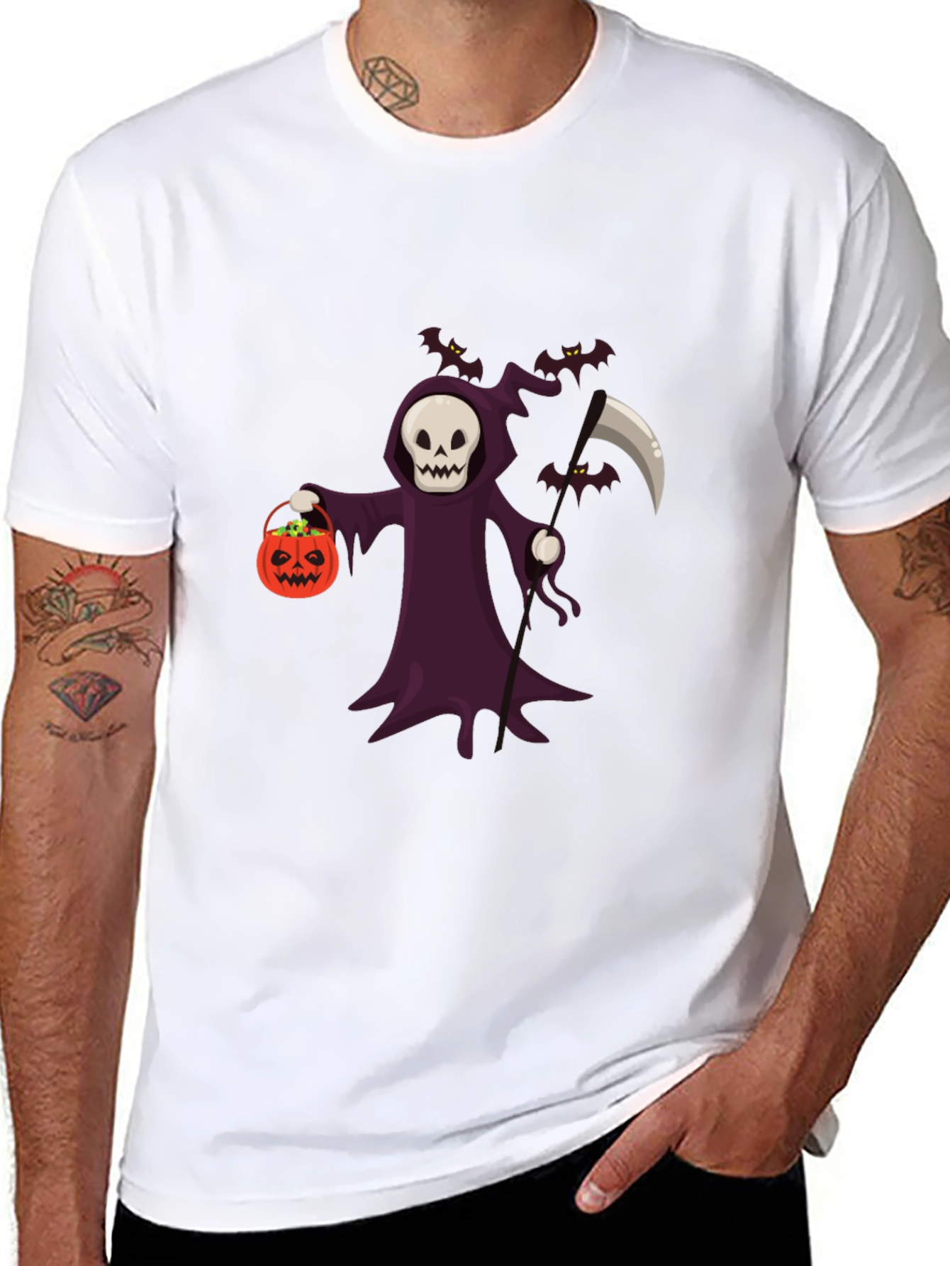Grim Reaper Halloween Graphic T-Shirt