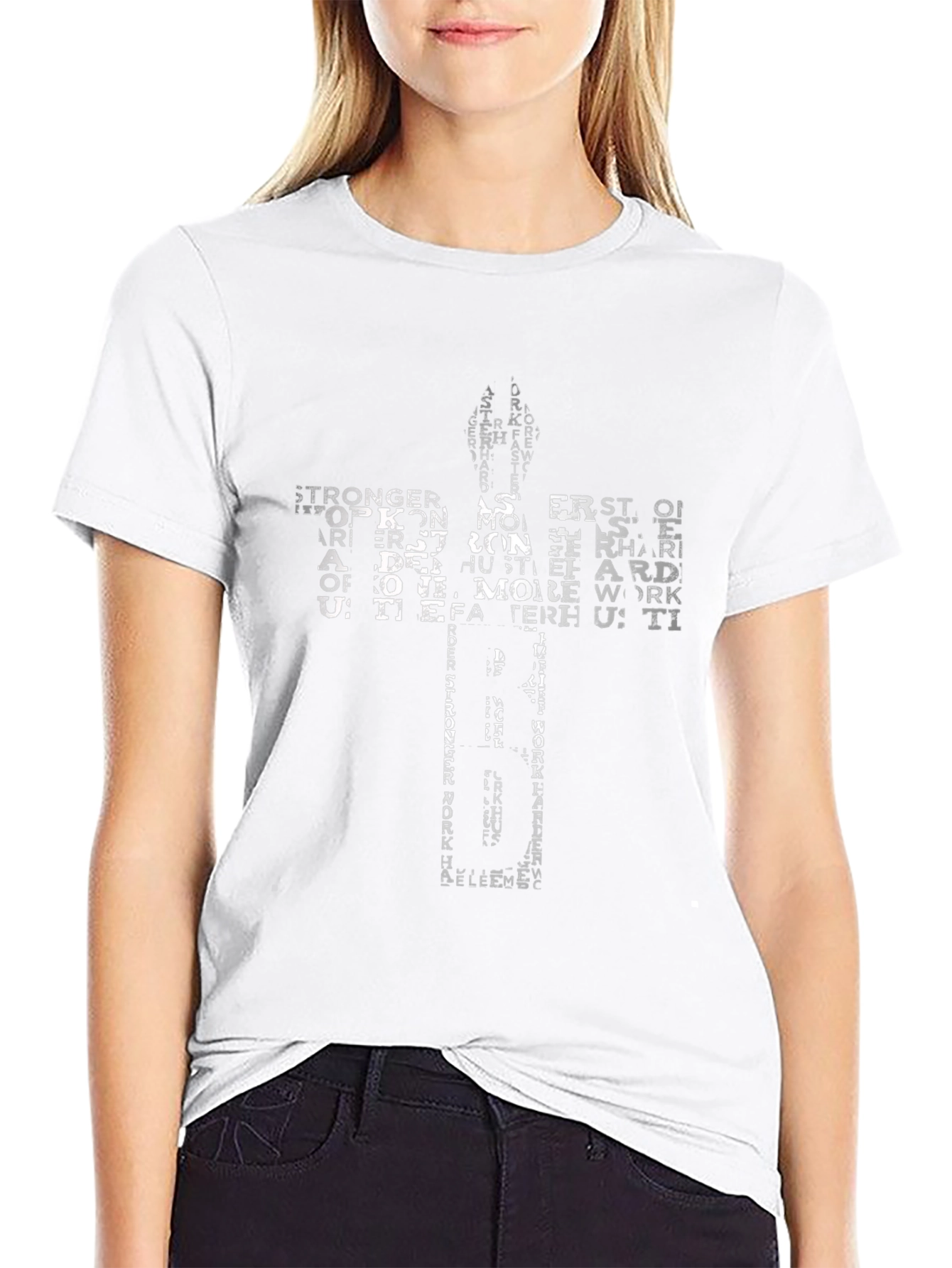 Motivational Cross Graphic Tee - Work Harder