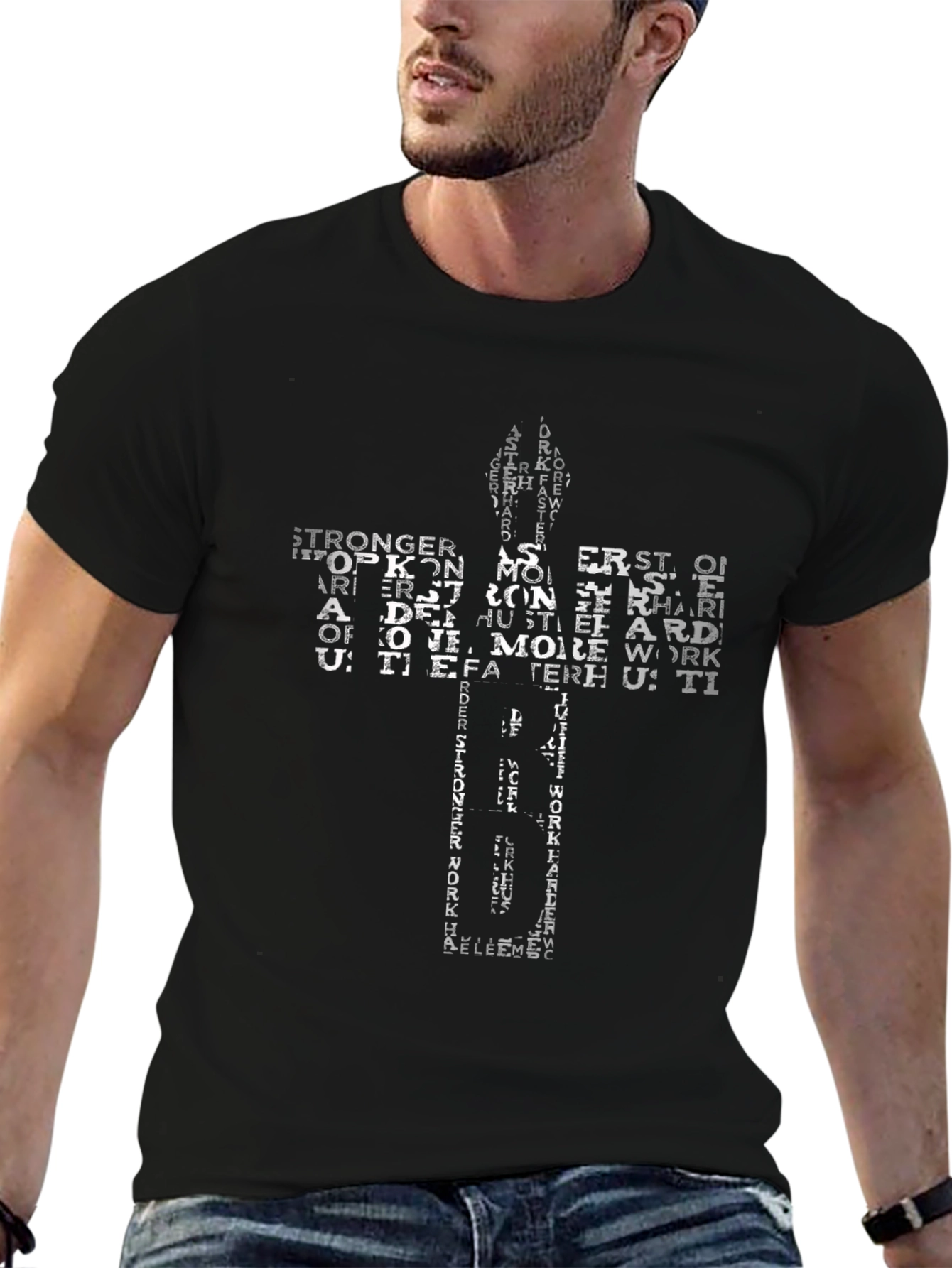 Motivational Cross Graphic Tee - Work Harder