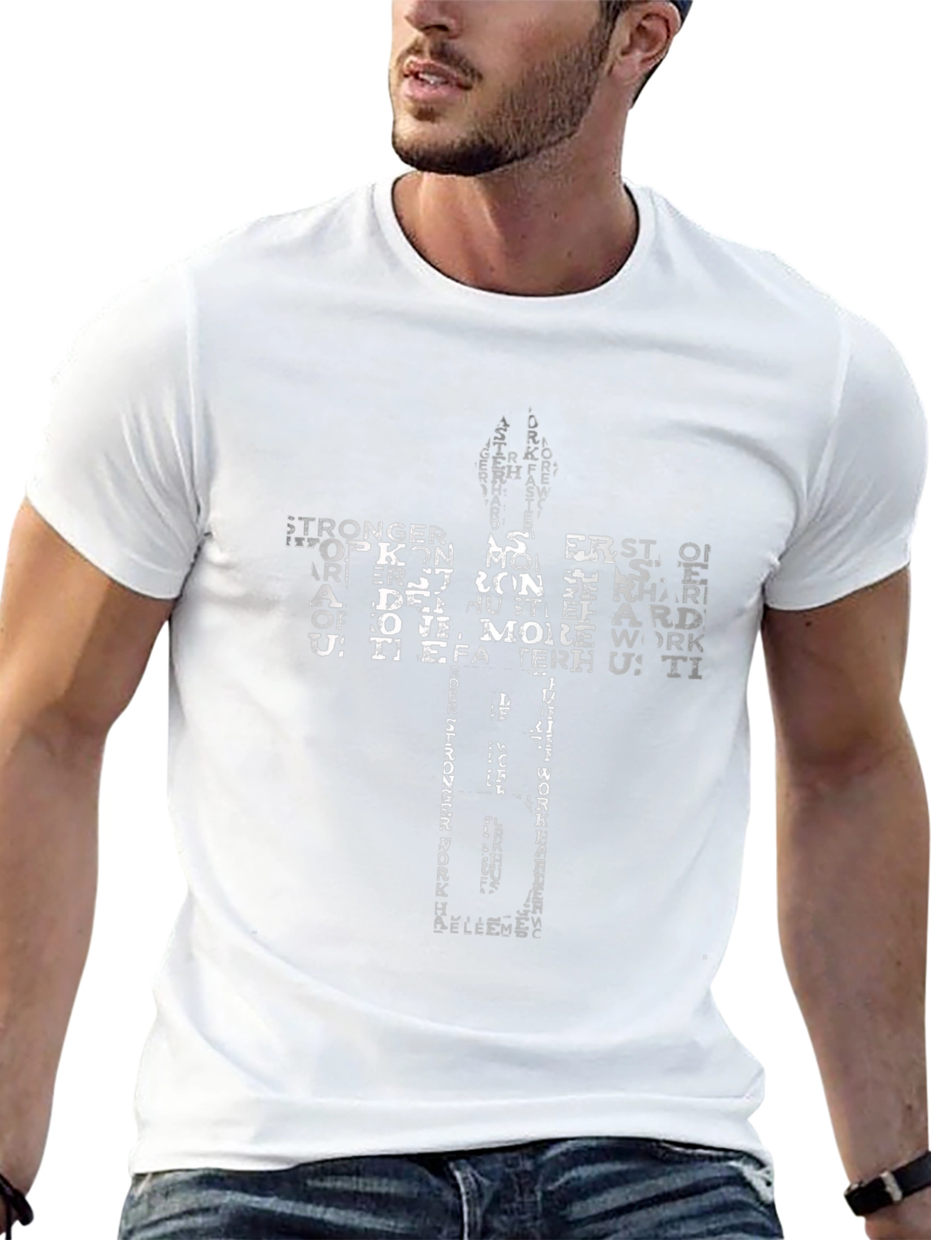 Motivational Cross Graphic Tee - Work Harder