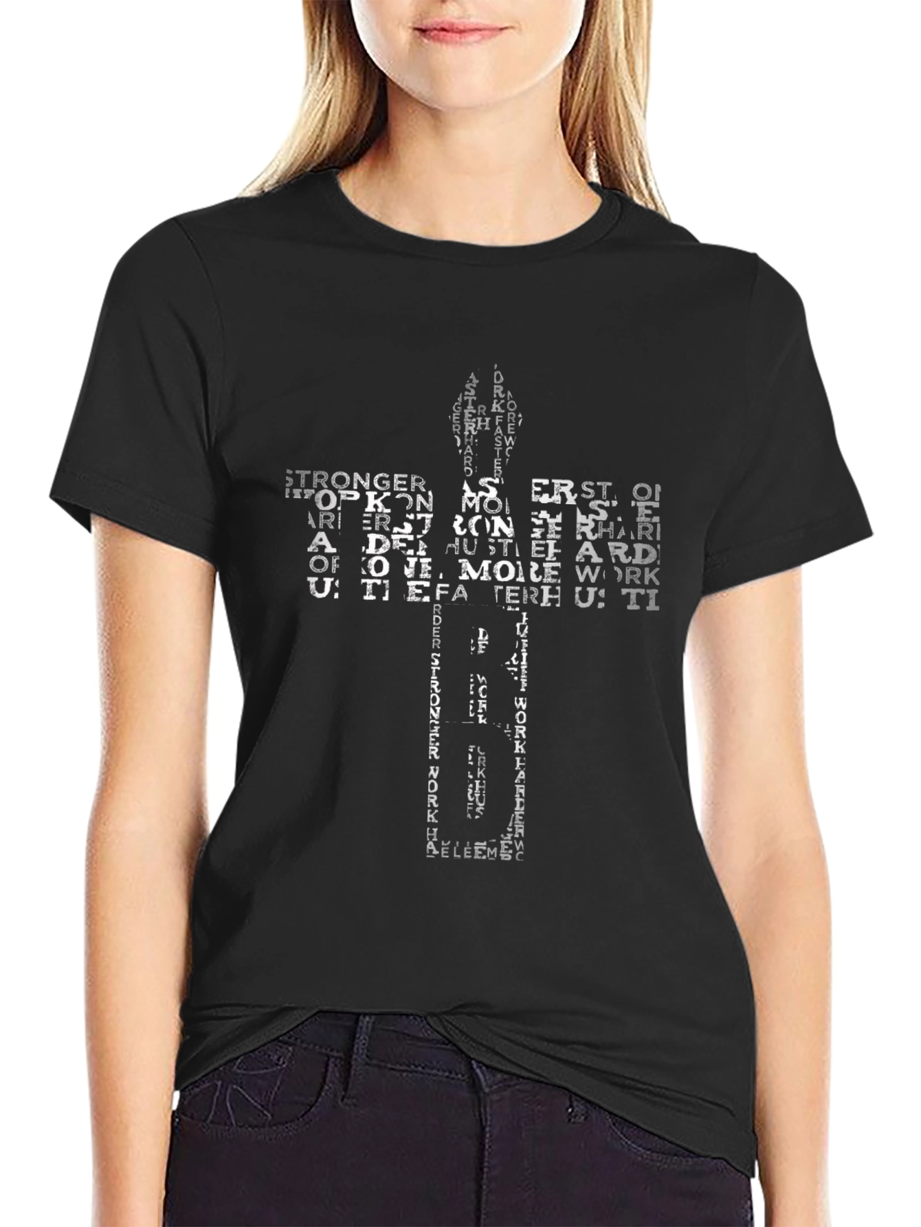 Motivational Cross Graphic Tee - Work Harder