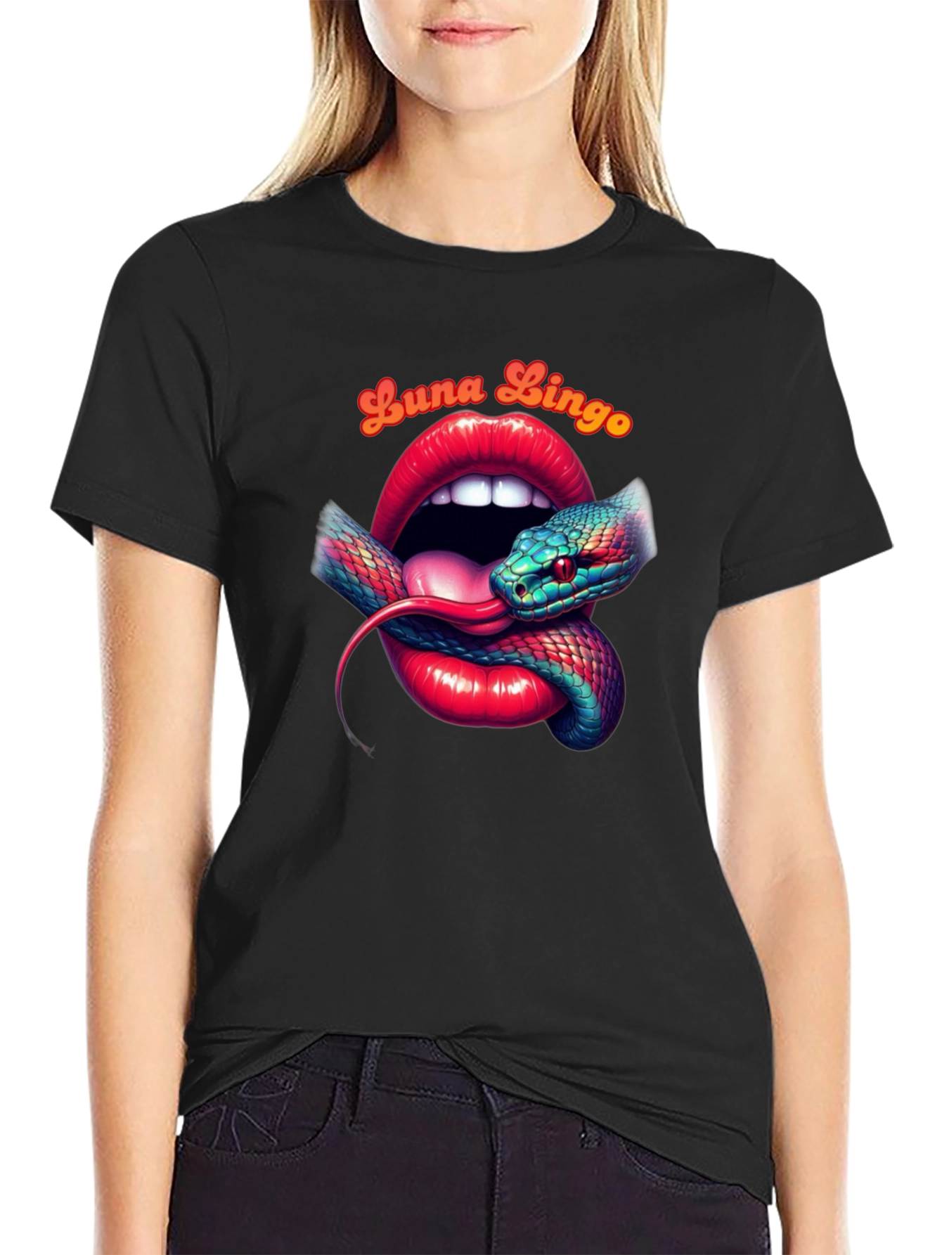 Luna Lingo Snake Lips Graphic Tee