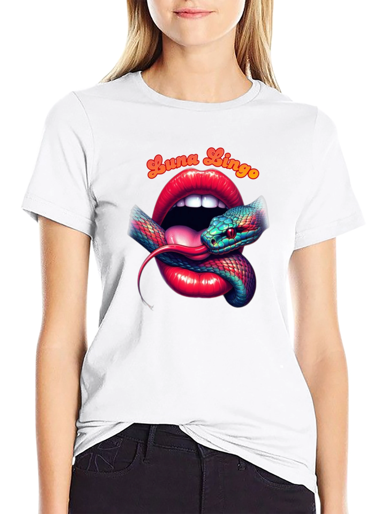 Luna Lingo Snake Lips Graphic Tee