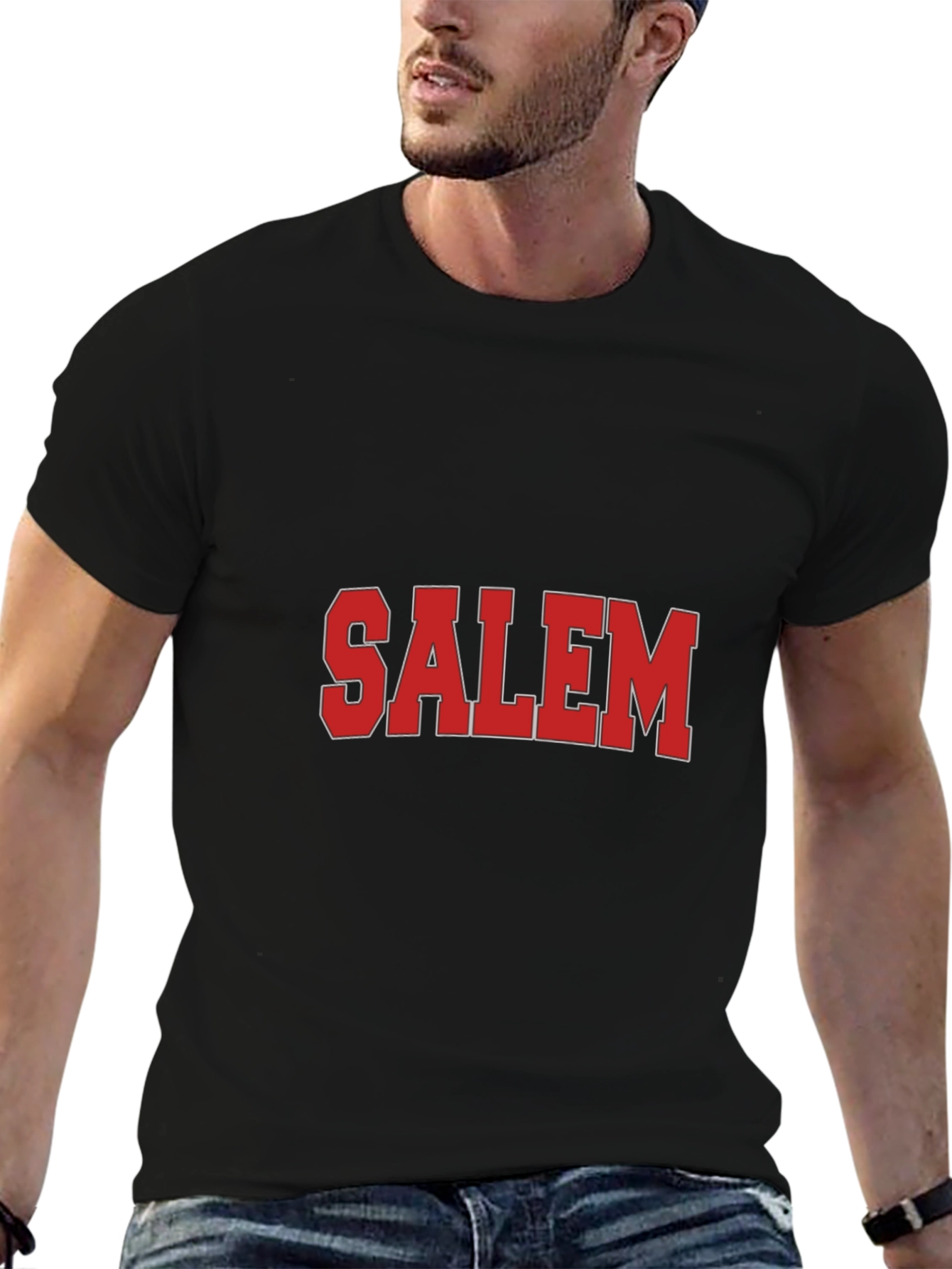 Salem Graphic Tee - Bold Red Print on Black