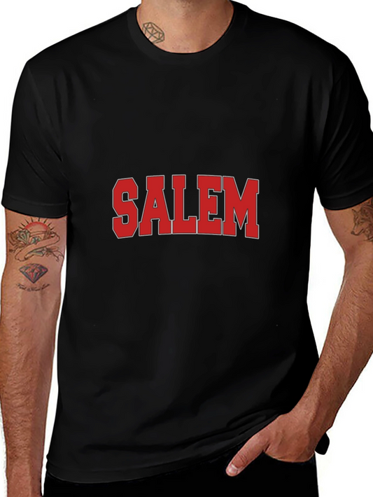 Salem Graphic Tee - Bold Red Print on Black
