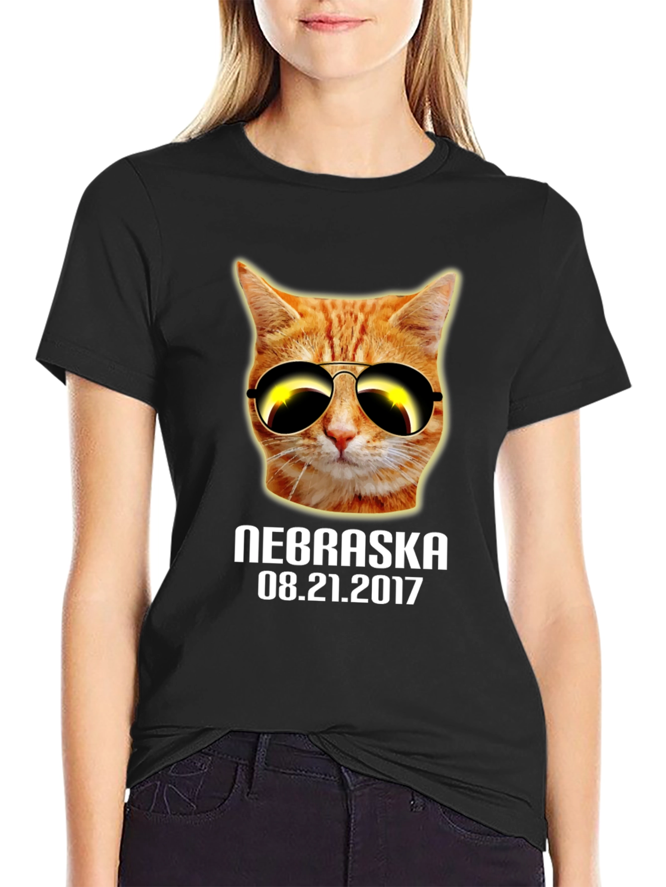 Nebraska Eclipse Cat T-Shirt - August 2017