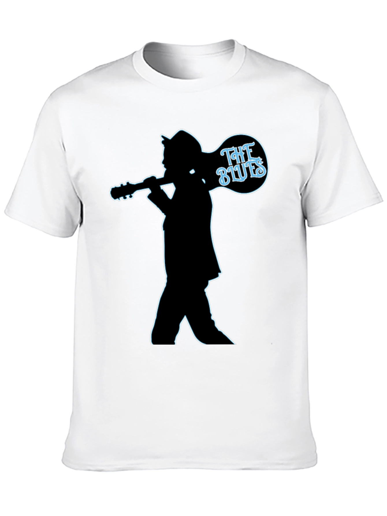 The Blues Guitar Player Silhouette Black T-Shirt