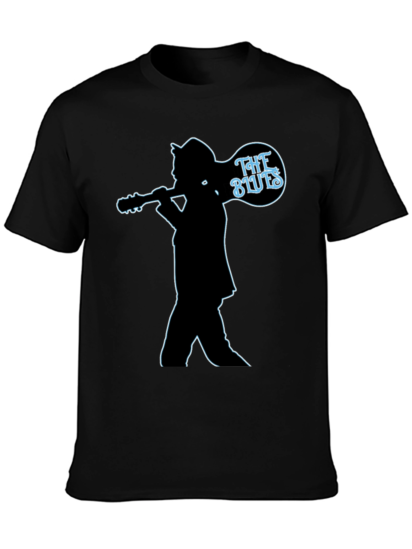The Blues Guitar Player Silhouette Black T-Shirt