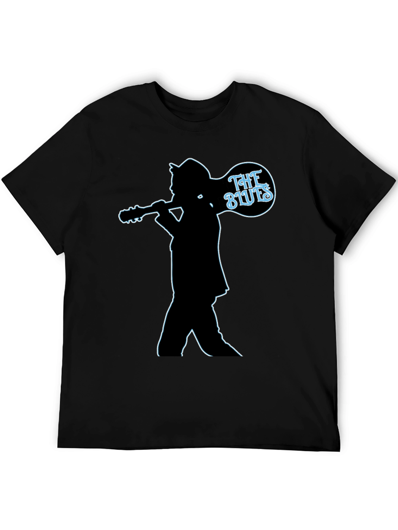 The Blues Guitar Player Silhouette Black T-Shirt