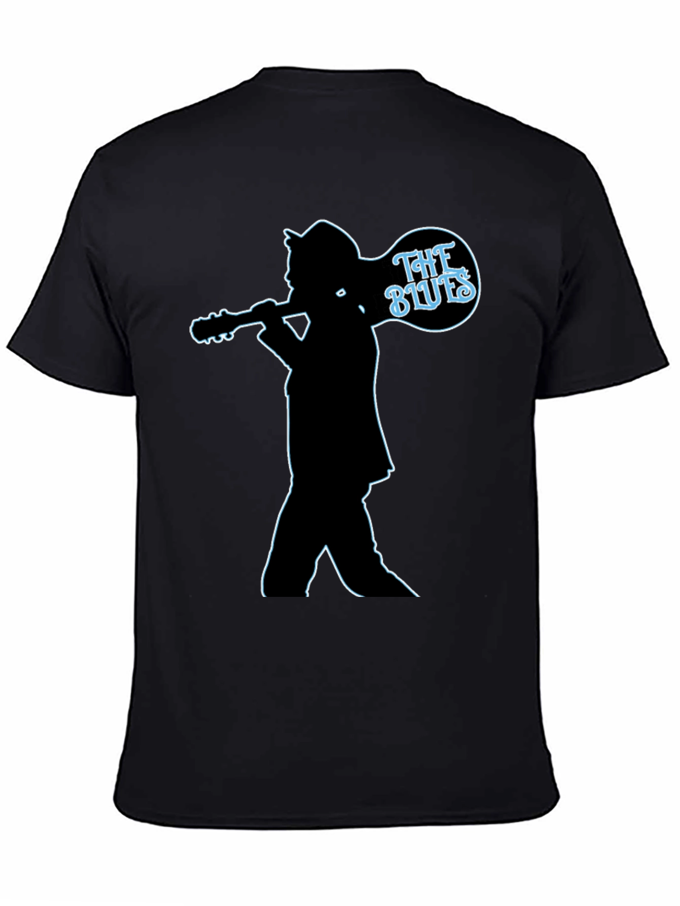 The Blues Guitar Player Silhouette Black T-Shirt