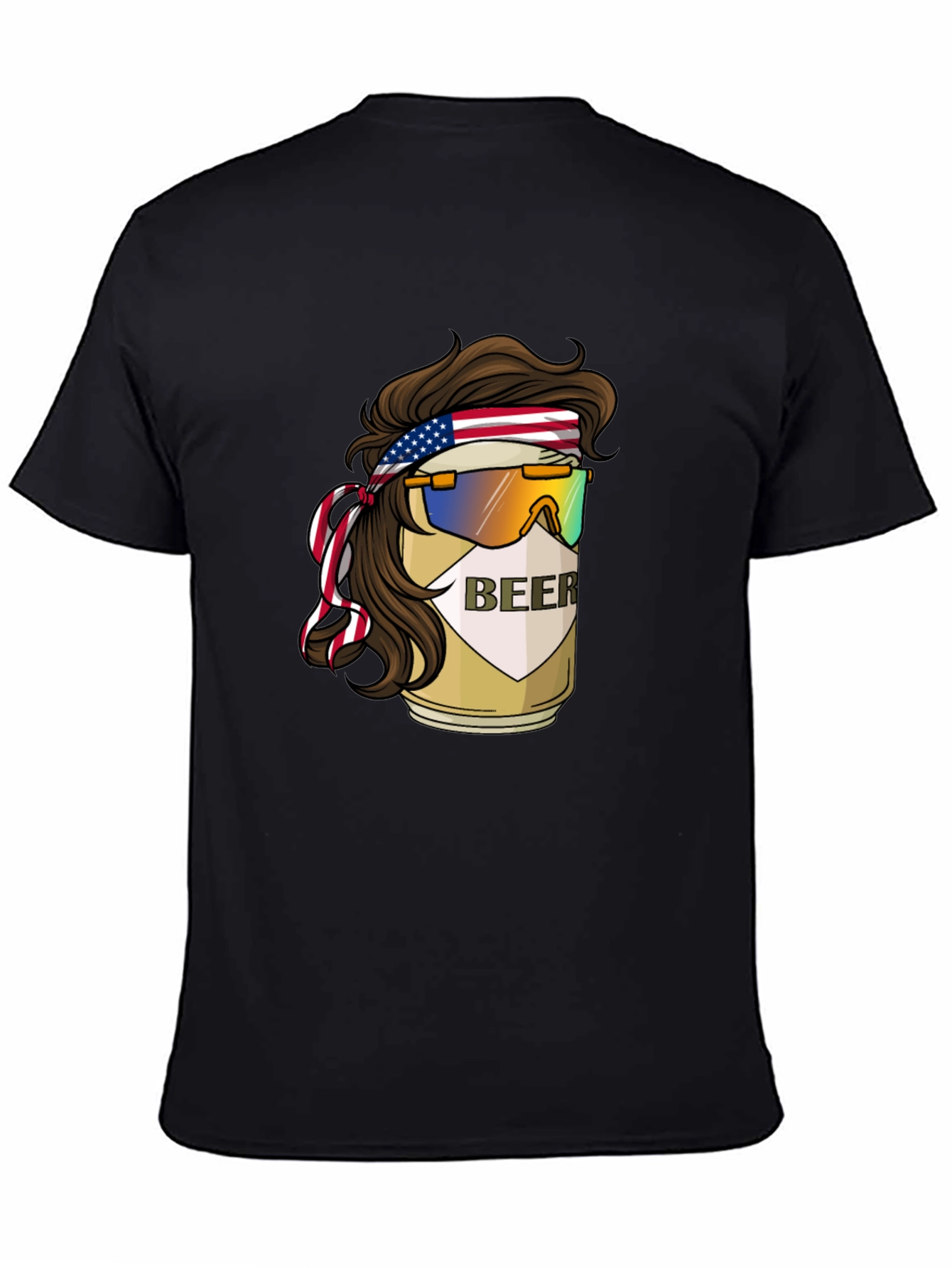 Beer Mullet USA Flag Headband T-Shirt