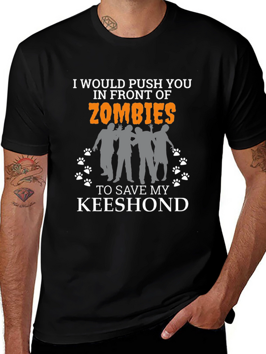 Zombie Keeshond T-Shirt - Funny Dog Lover Tee