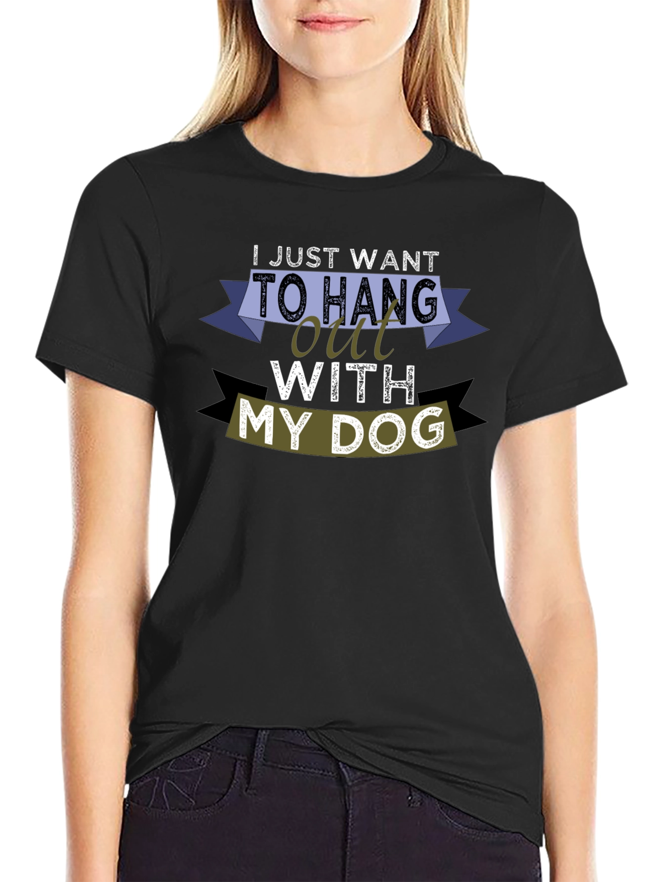 Hang Out With My Dog Black T-Shirt