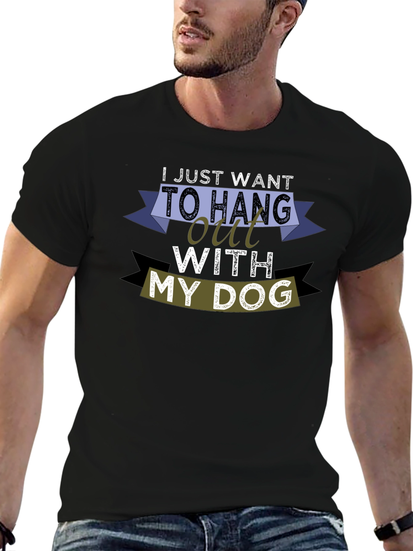Hang Out With My Dog Black T-Shirt