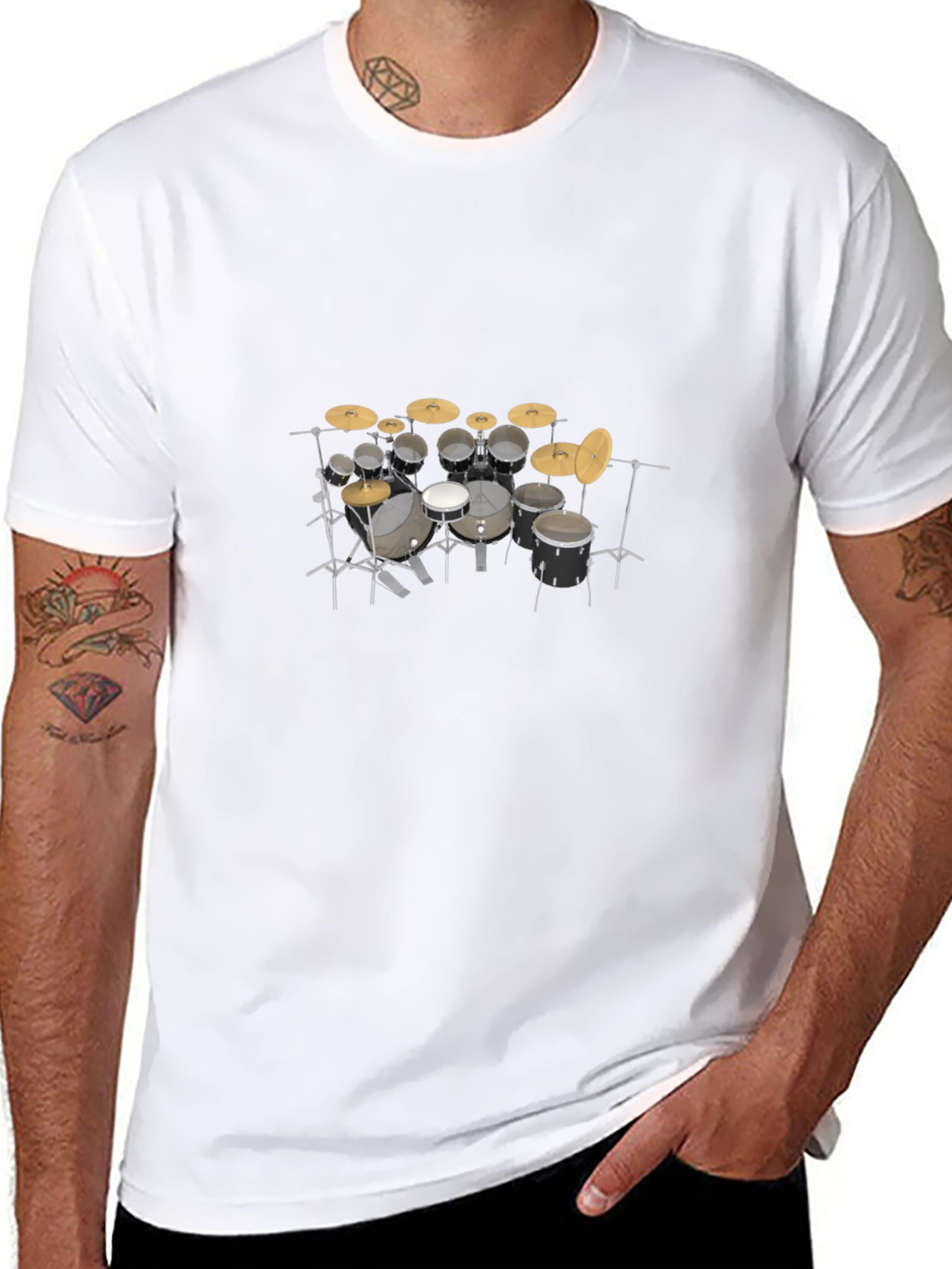 Drum Kit Graphic Tee - Musicians Black T-Shirt
