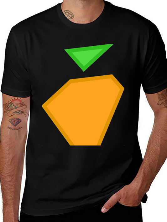Abstract Graphic Tee - Green Triangle & Orange Shape