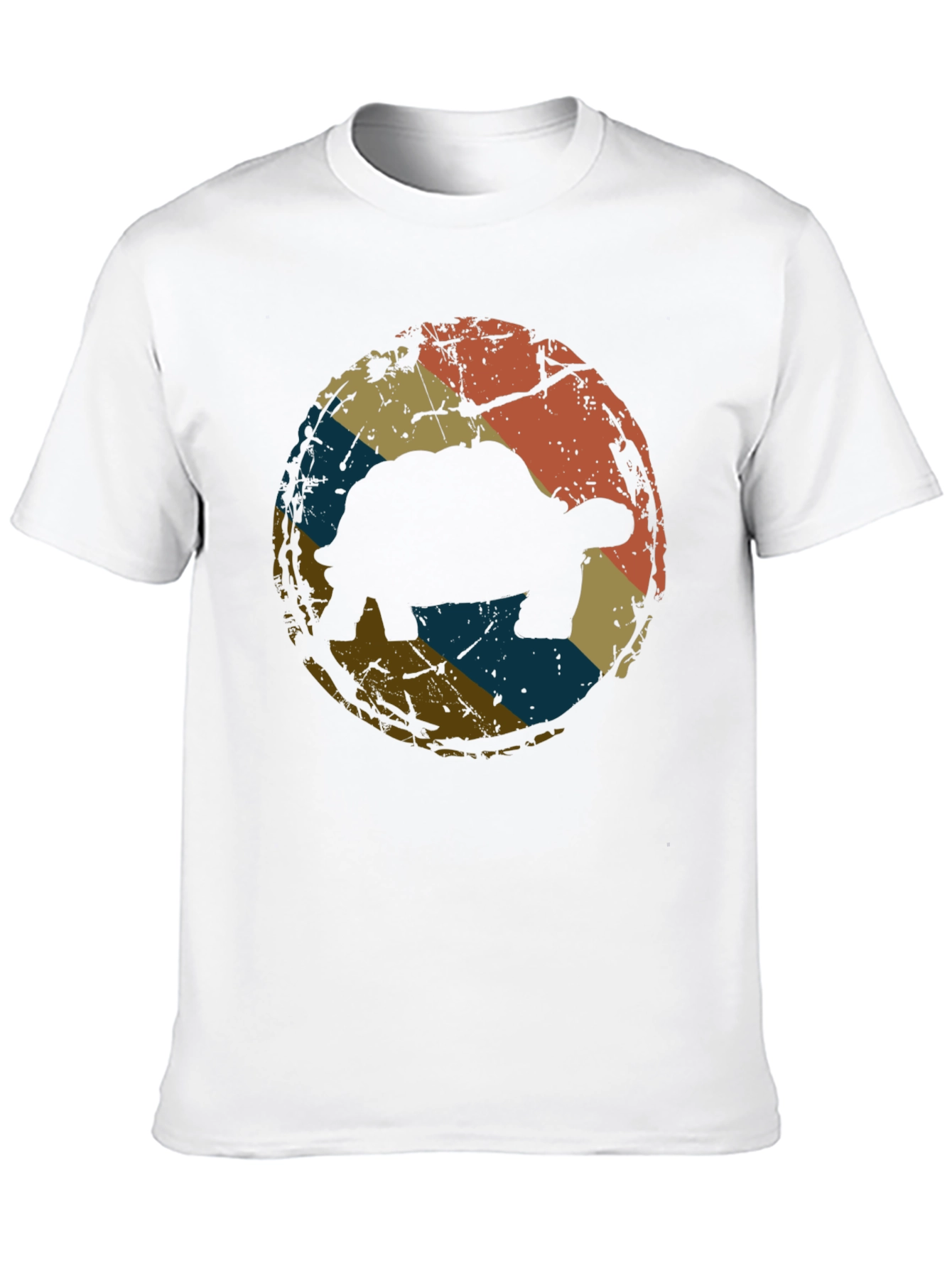 Retro Tortoise Graphic Tee - Black Cotton T-Shirt