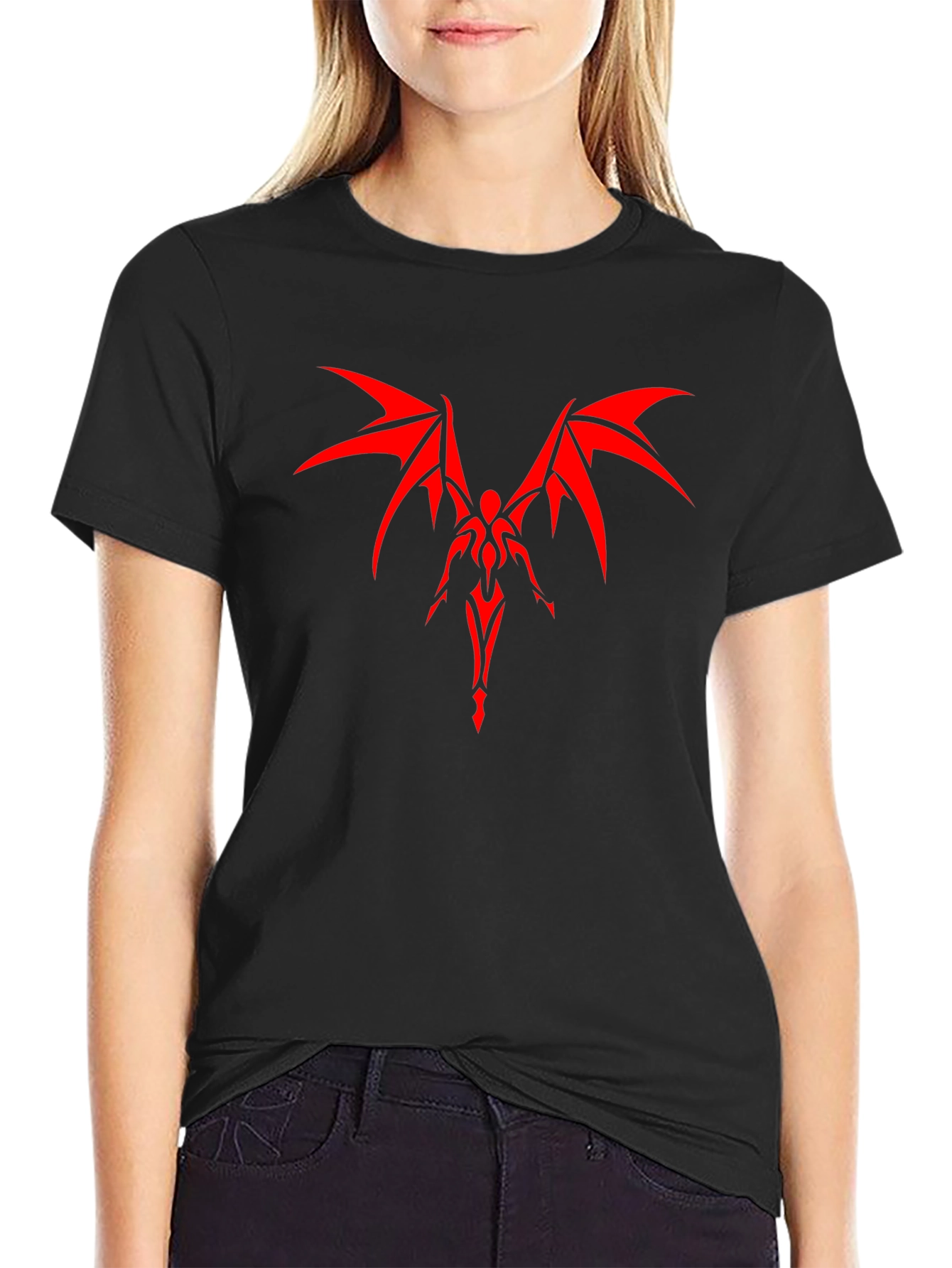 Red Winged Devil Graphic Black T-Shirt