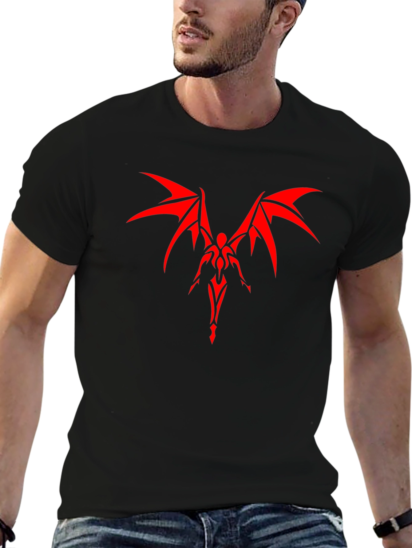 Red Winged Devil Graphic Black T-Shirt