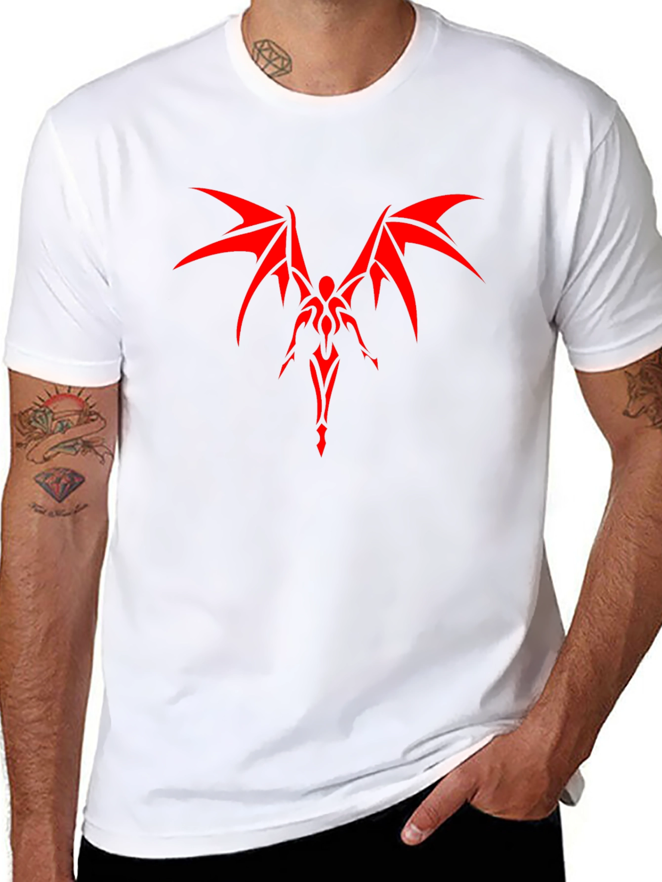 Red Winged Devil Graphic Black T-Shirt