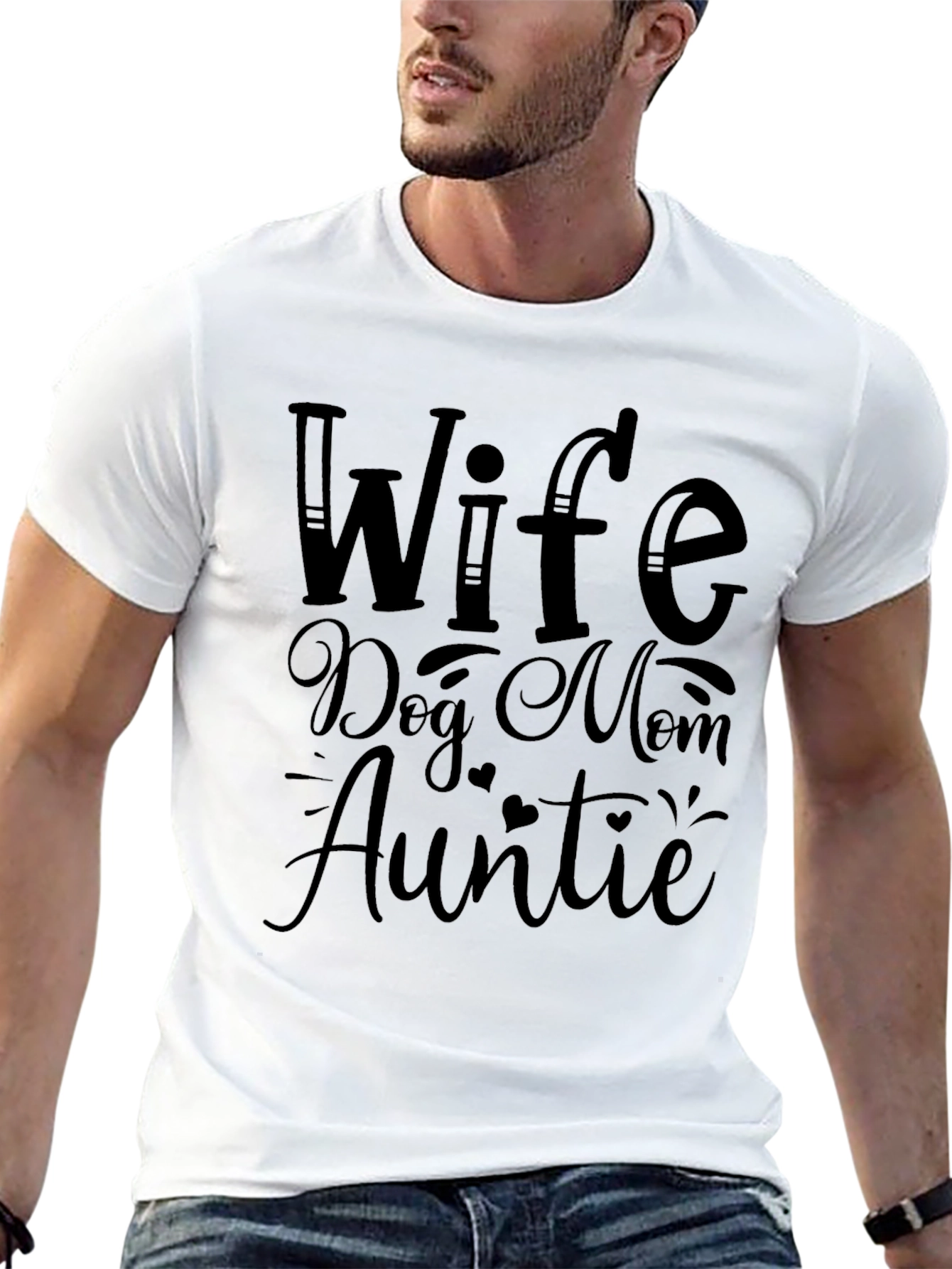 Wife Dog Mom Auntie Black Graphic Tee