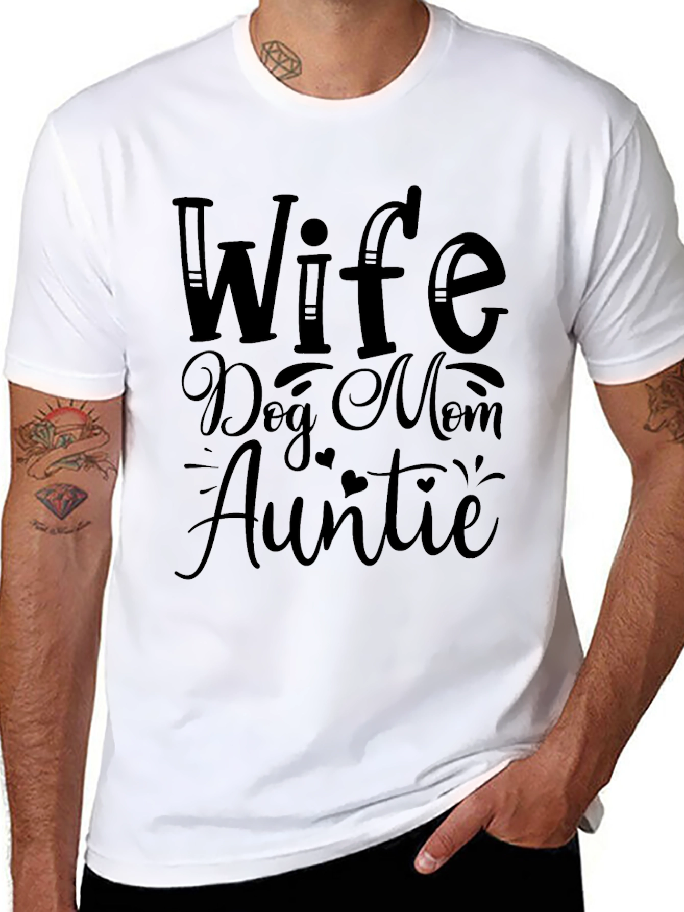 Wife Dog Mom Auntie Black Graphic Tee