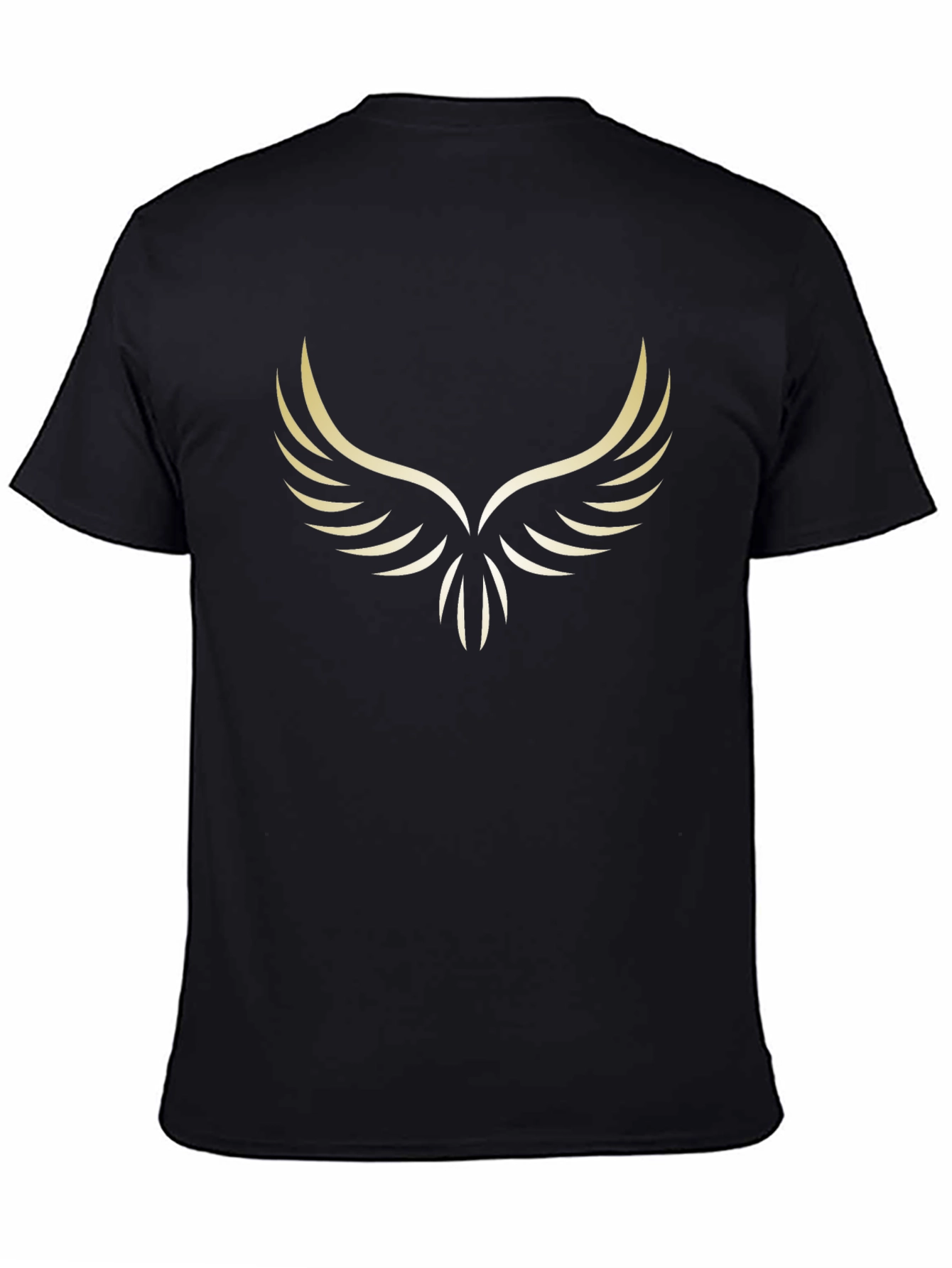 Mens Black T-Shirt with Golden Wing Graphic