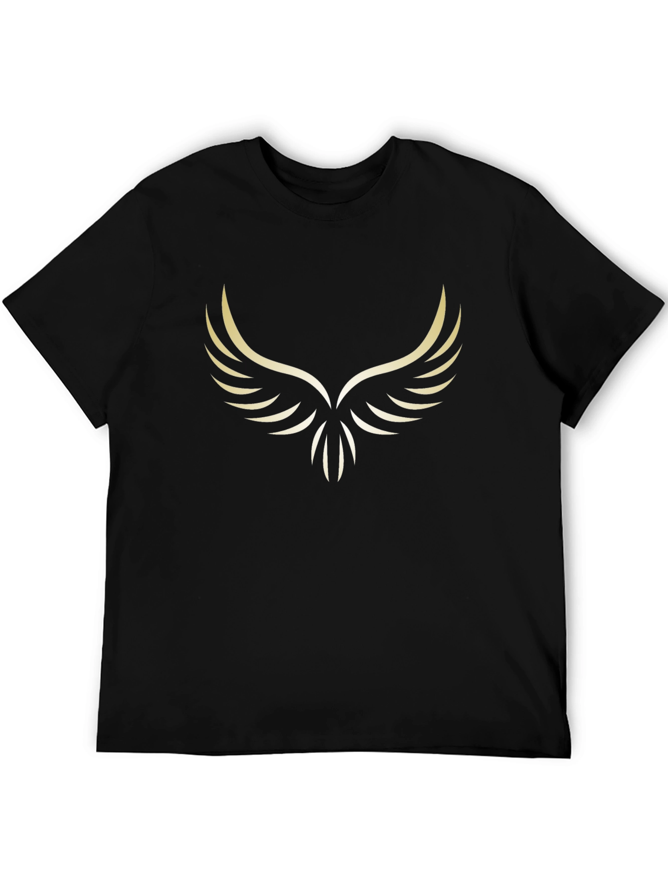 Mens Black T-Shirt with Golden Wing Graphic