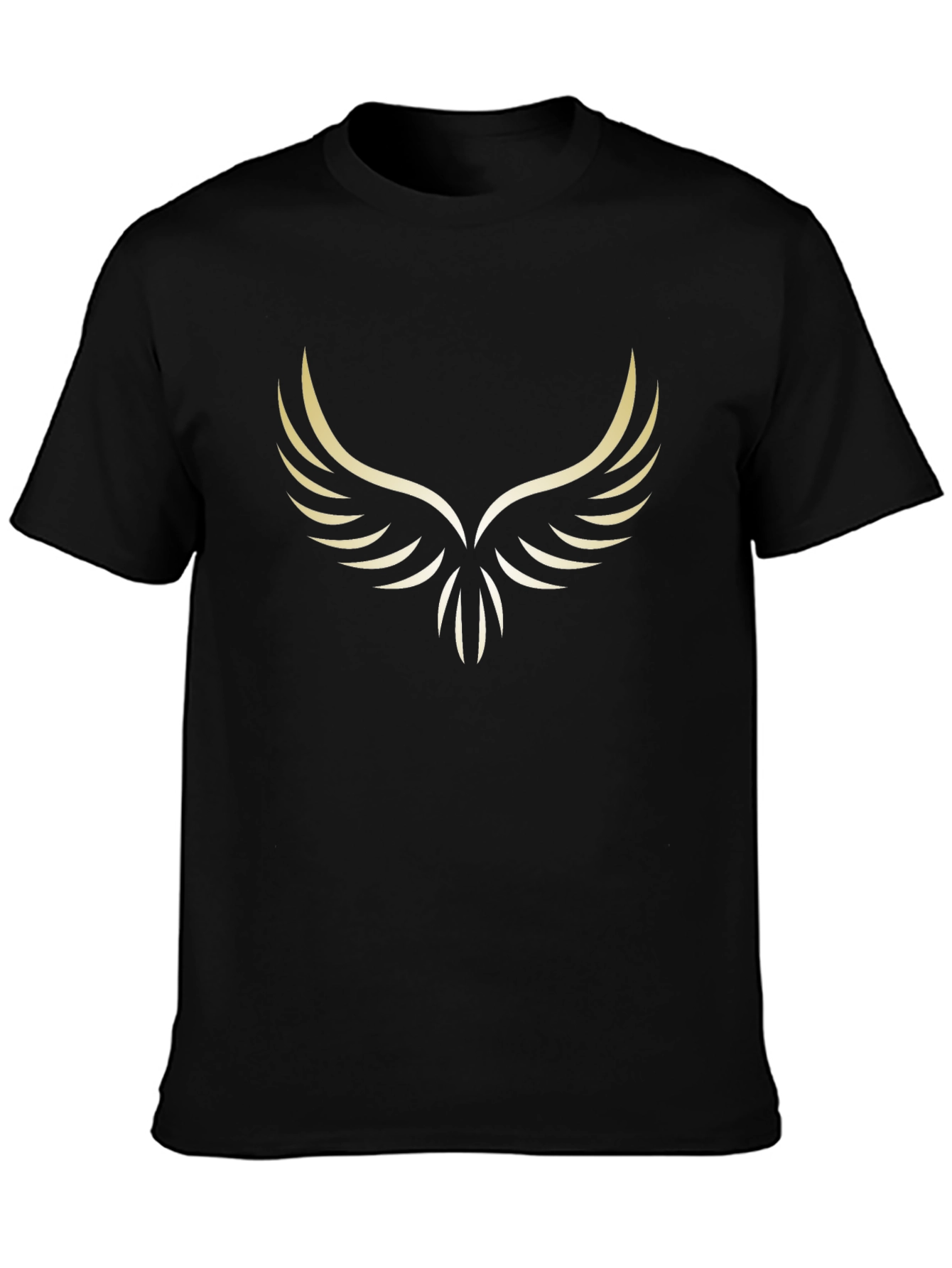 Mens Black T-Shirt with Golden Wing Graphic
