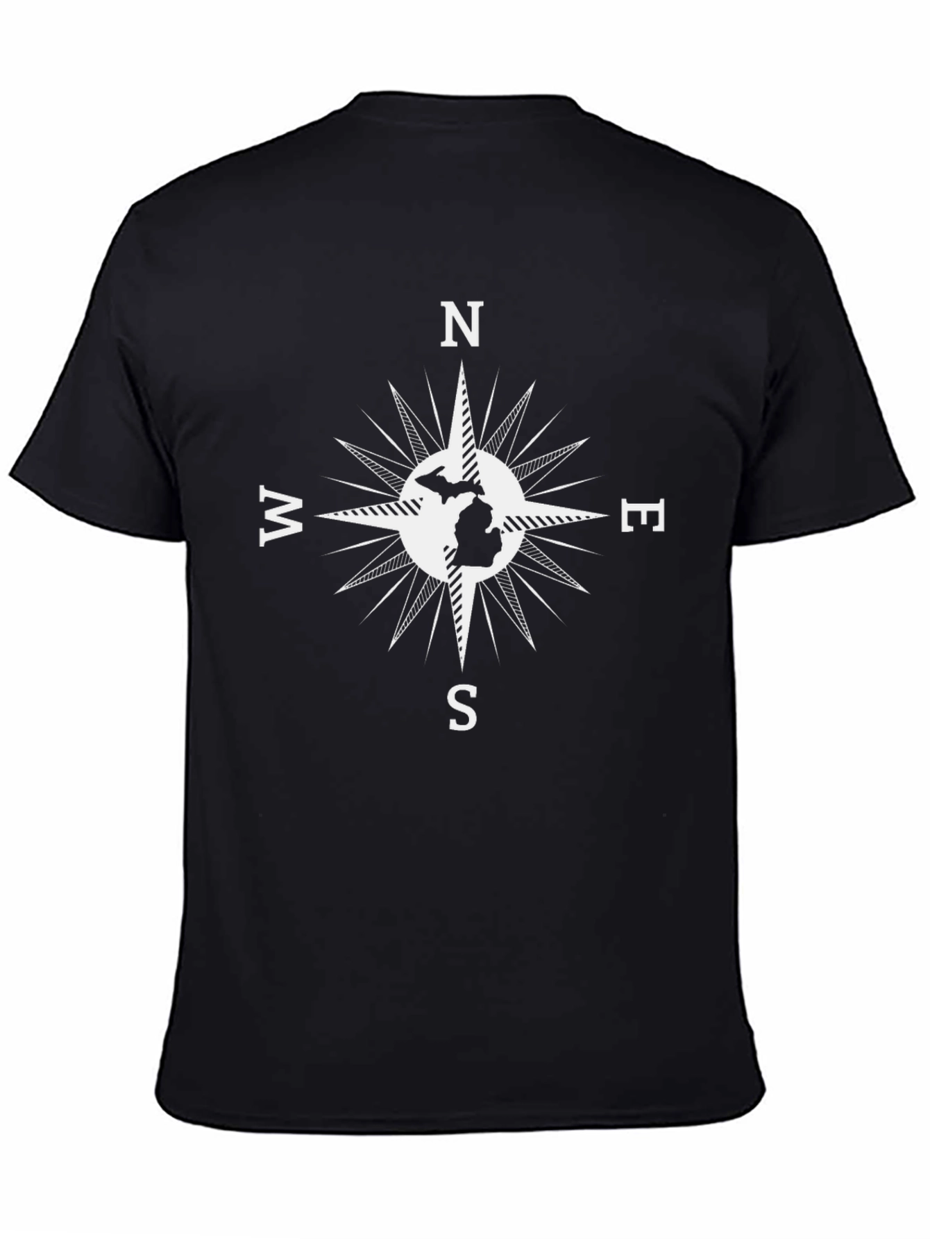 Michigan Compass Rose Graphic Tee - Black Cotton T-Shirt