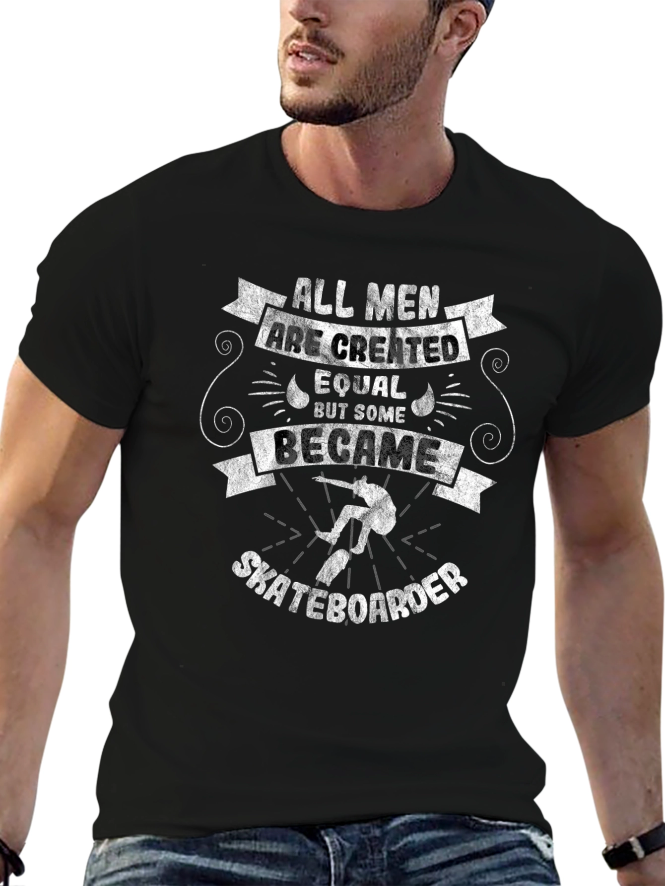Skateboarder Graphic T-Shirt - All Men Are Created Equal