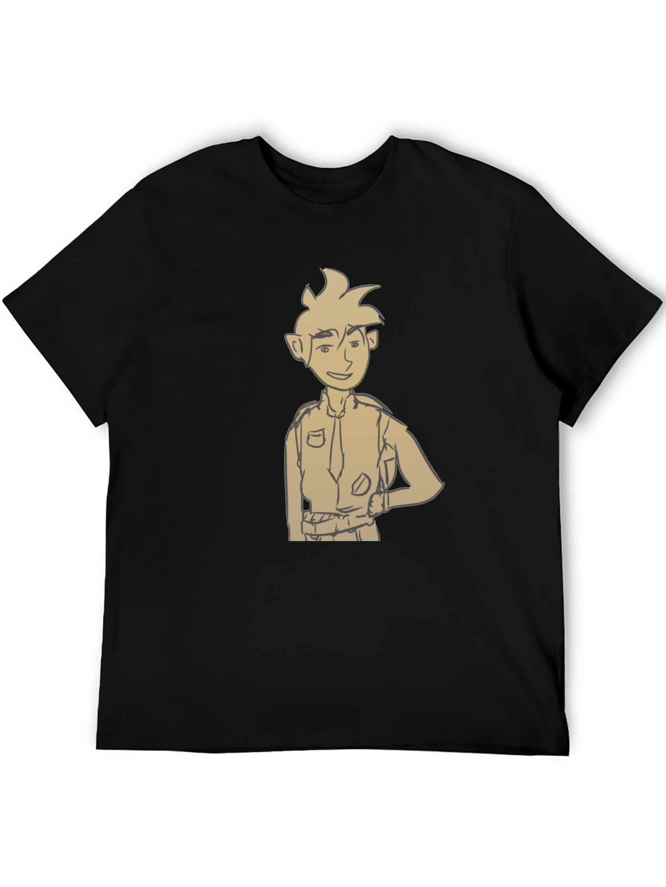 Cartoon Character Graphic Tee - Black
