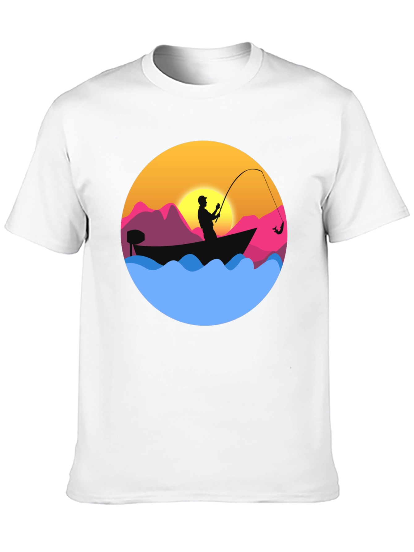 Fishing Sunset Graphic Tee - Mens Black T-Shirt