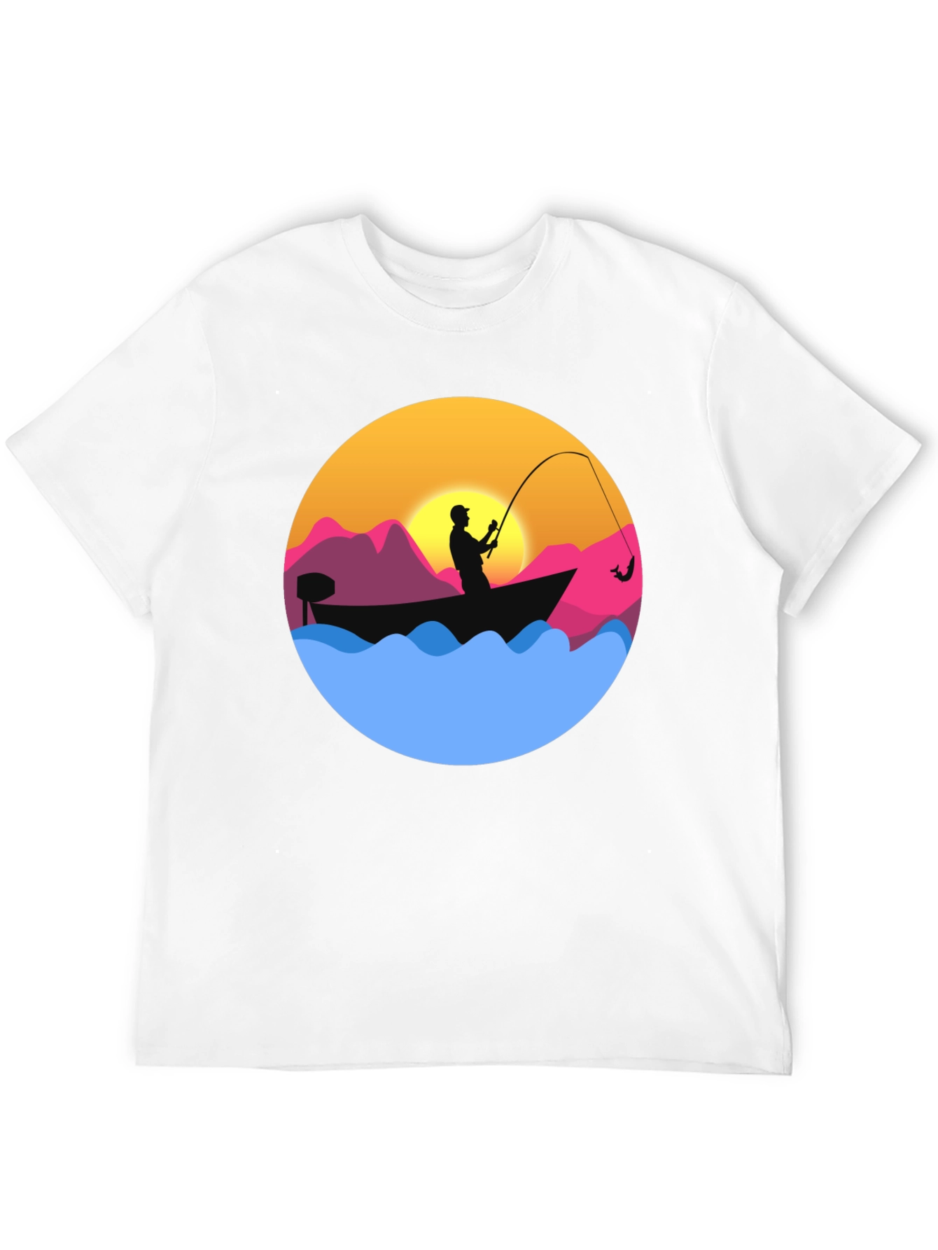 Fishing Sunset Graphic Tee - Mens Black T-Shirt