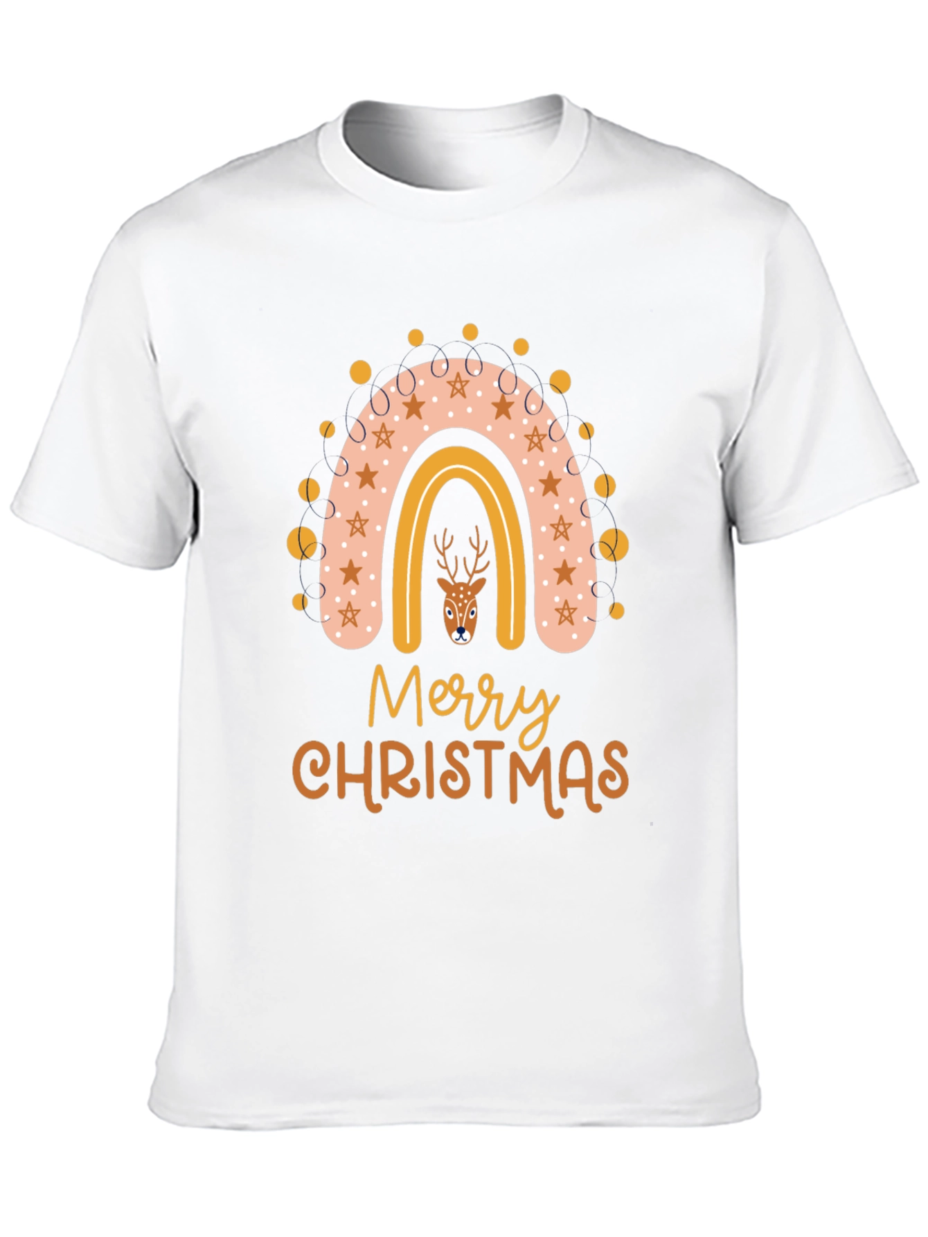 Merry Christmas Deer Rainbow Graphic T-Shirt