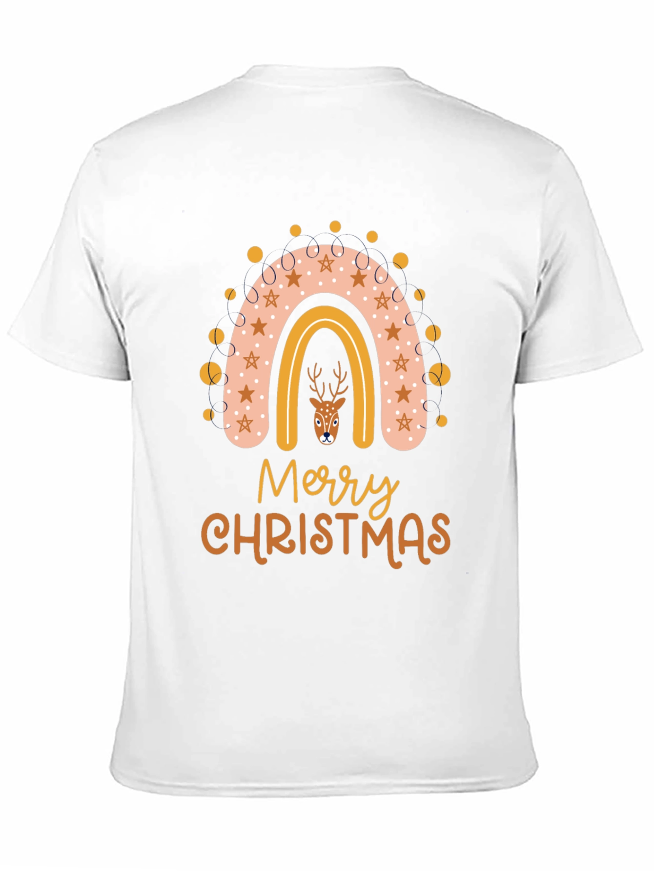 Merry Christmas Deer Rainbow Graphic T-Shirt