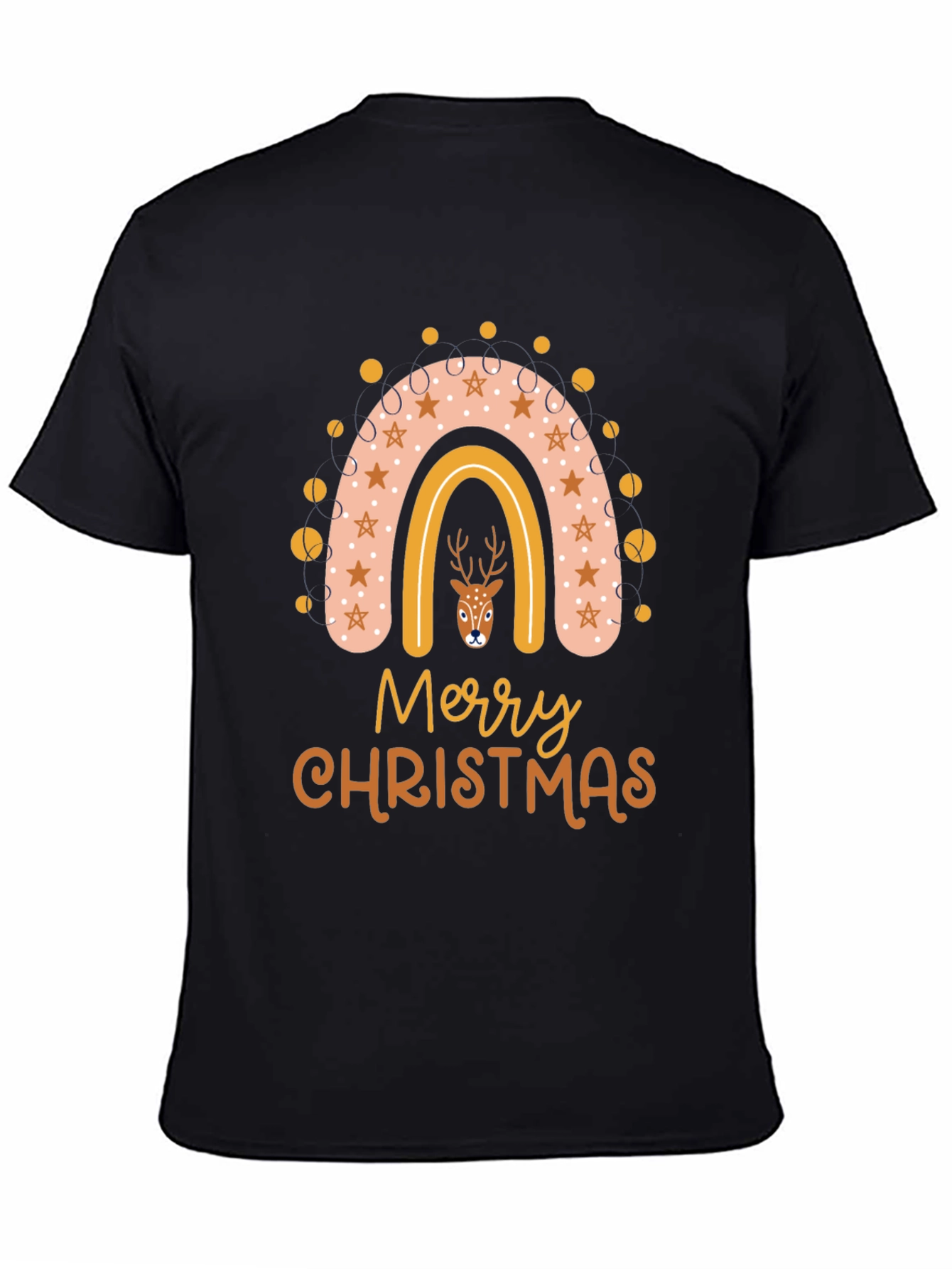 Merry Christmas Deer Rainbow Graphic T-Shirt
