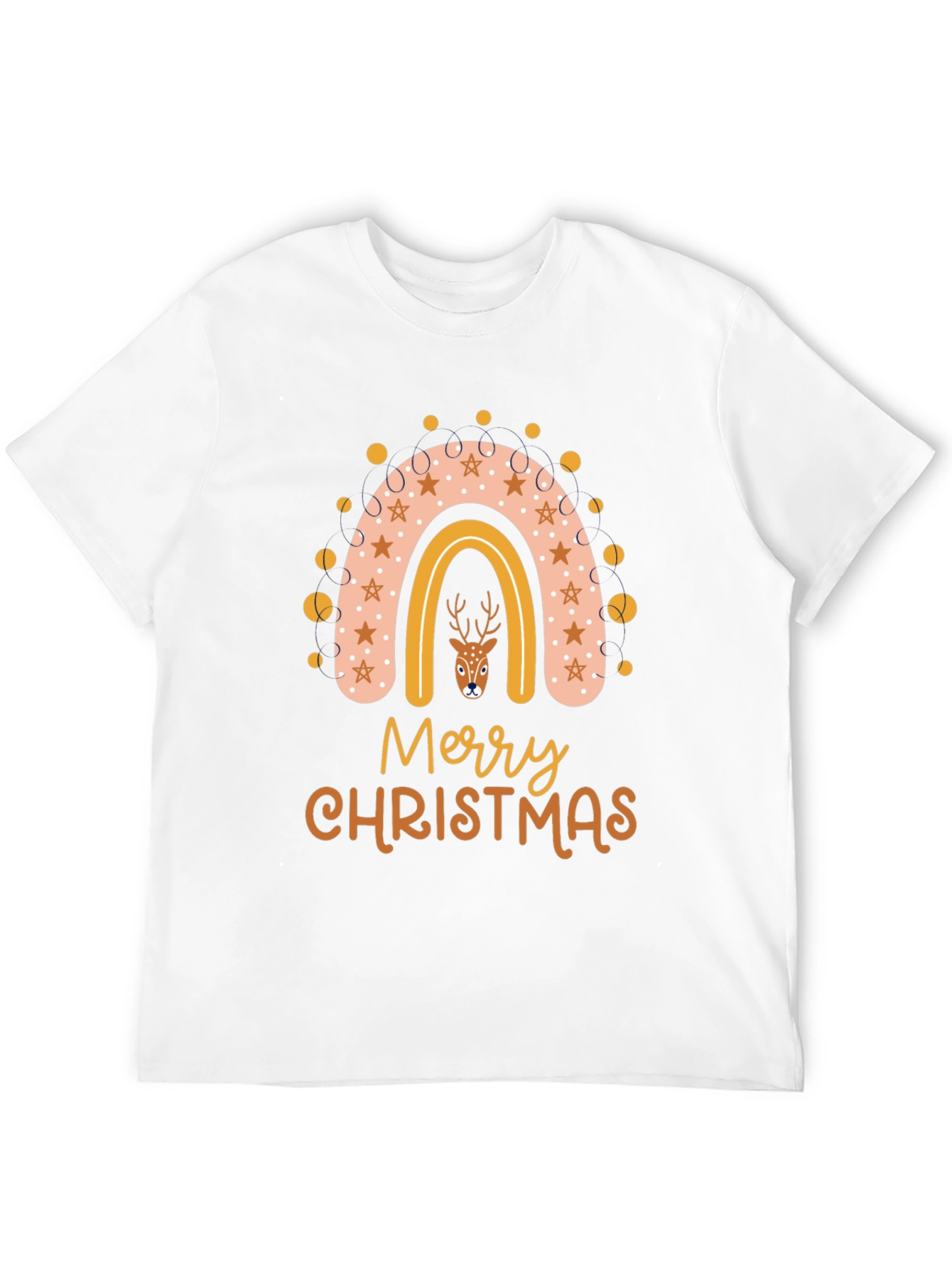 Merry Christmas Deer Rainbow Graphic T-Shirt