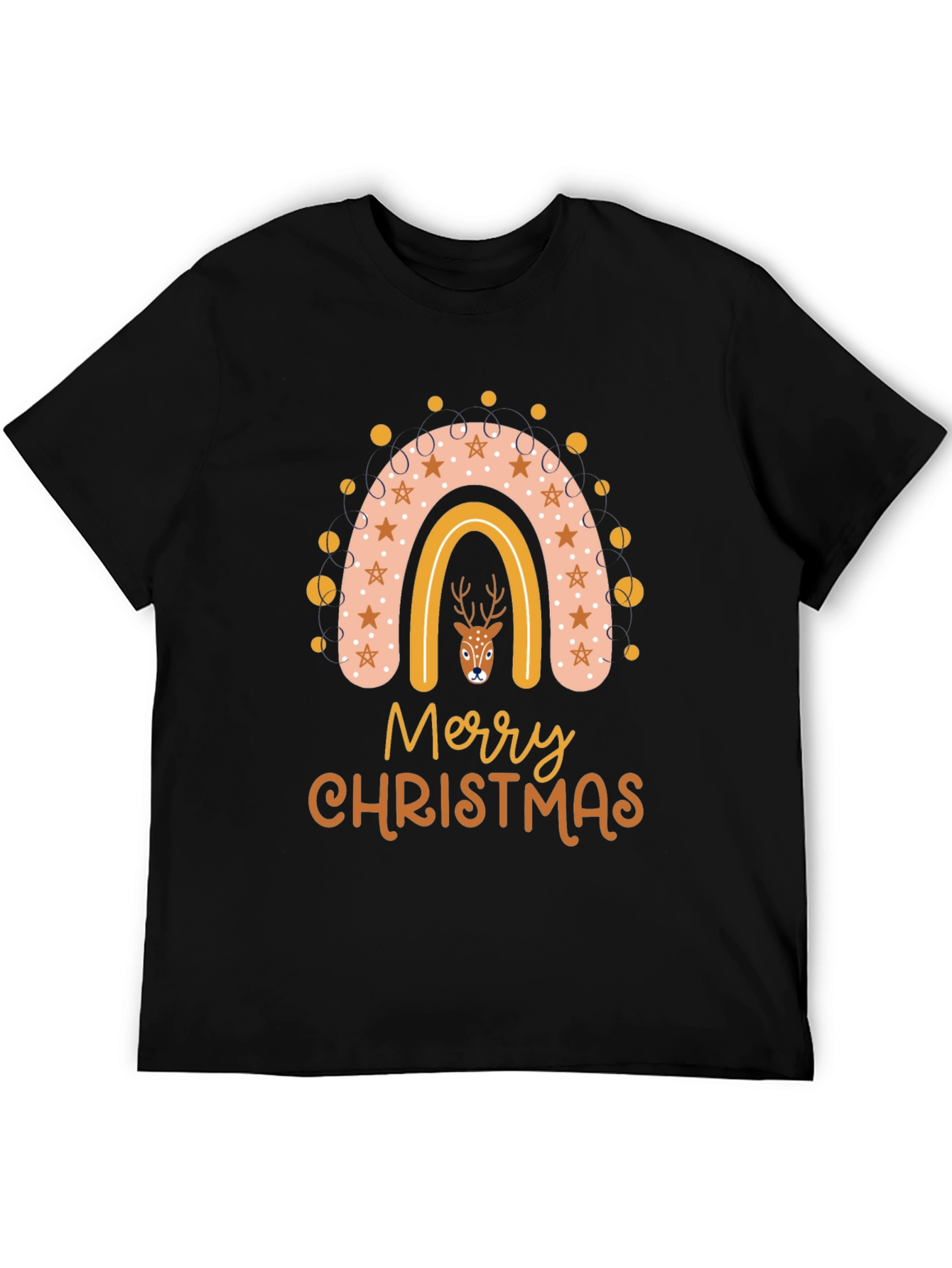 Merry Christmas Deer Rainbow Graphic T-Shirt