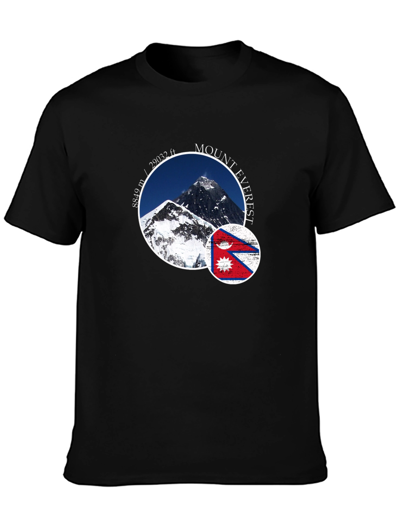Mount Everest Nepal Flag Graphic T-Shirt