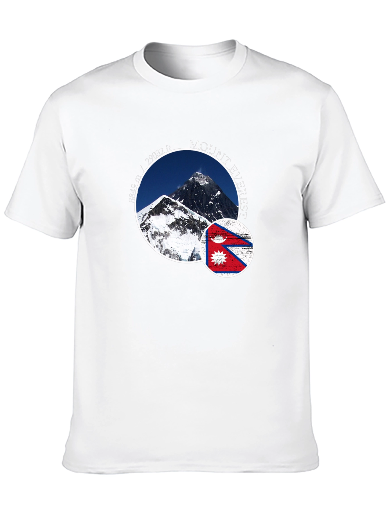 Mount Everest Nepal Flag Graphic T-Shirt