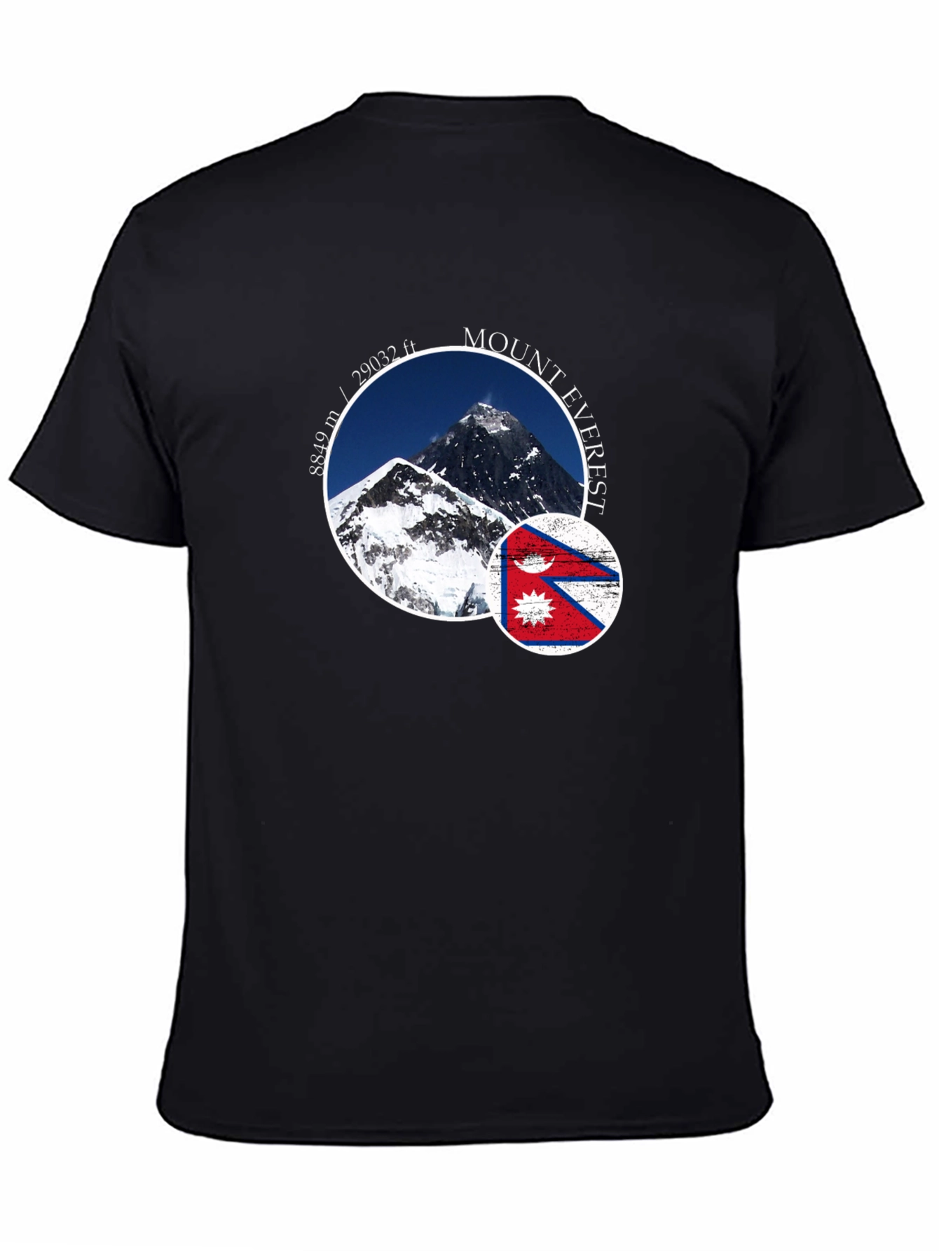 Mount Everest Nepal Flag Graphic T-Shirt